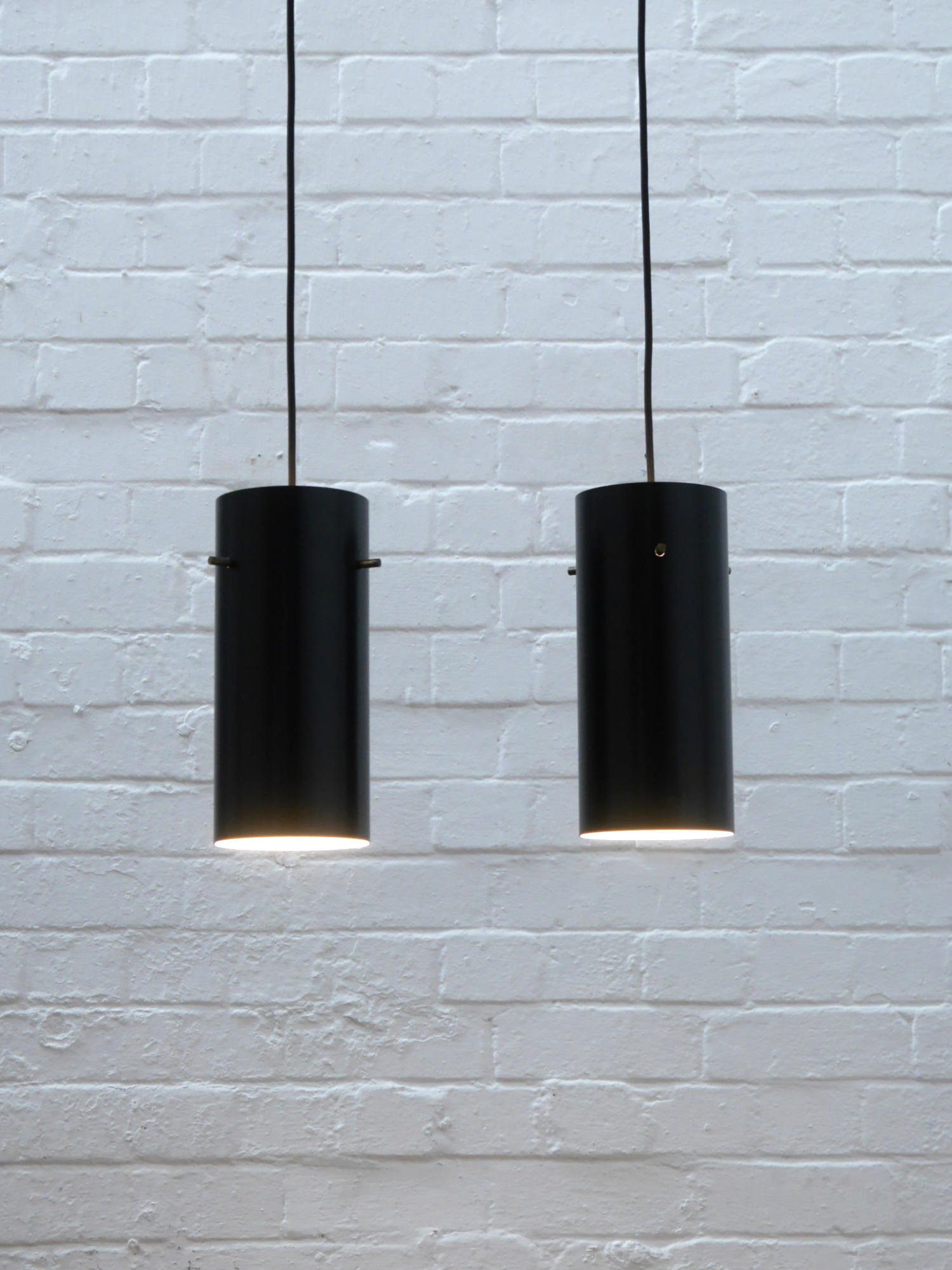 Pair of 1960s black pendant lights