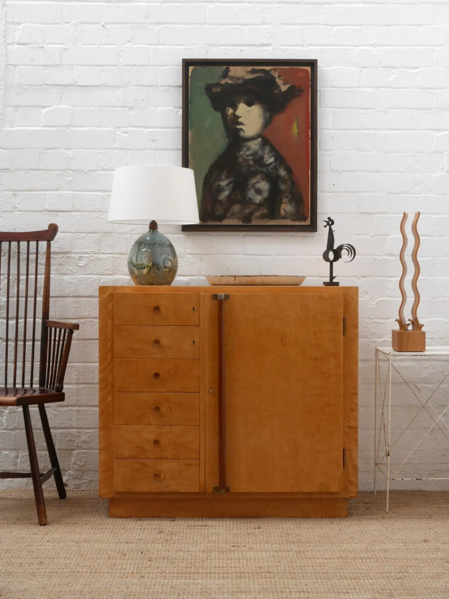 1930s modernist birch cabinet