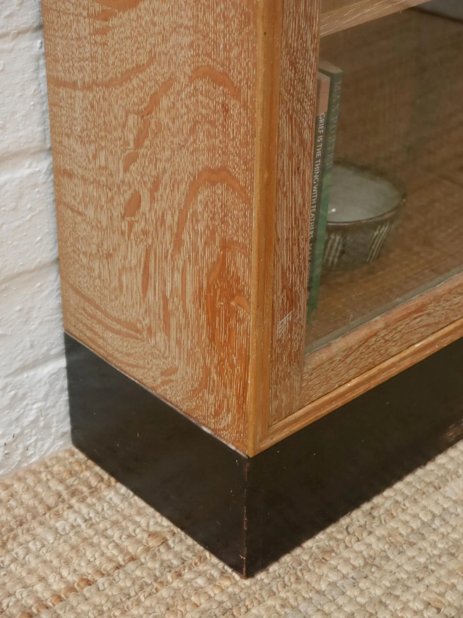 1930s limed oak small cabinet or bookcase