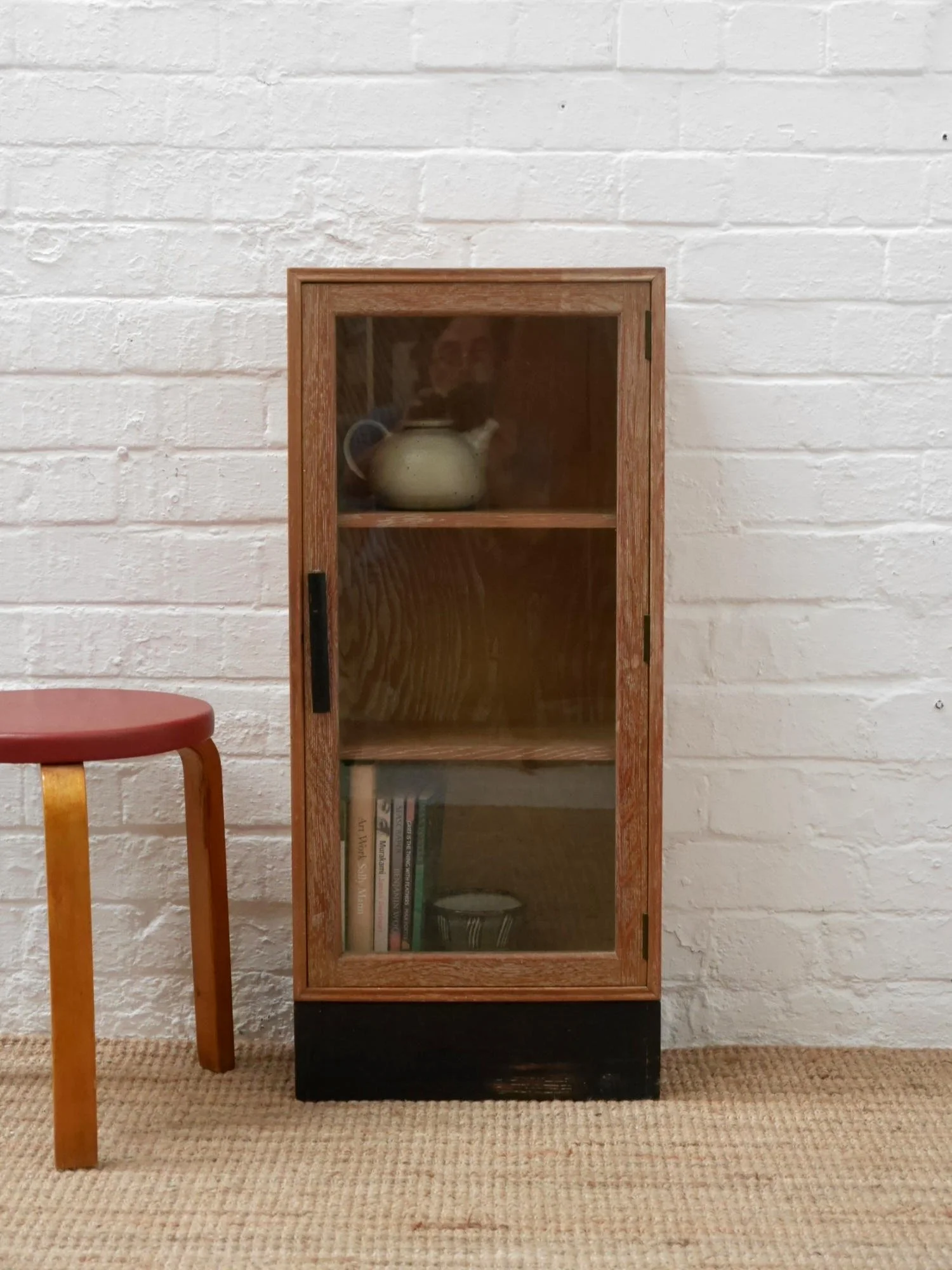 1930s limed oak small cabinet