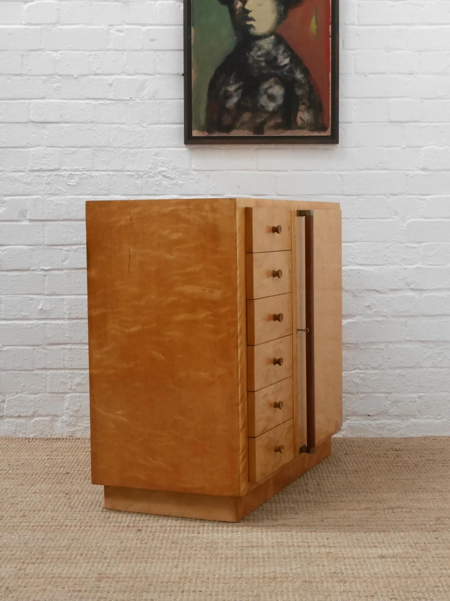 1930s modernist birch cabinet