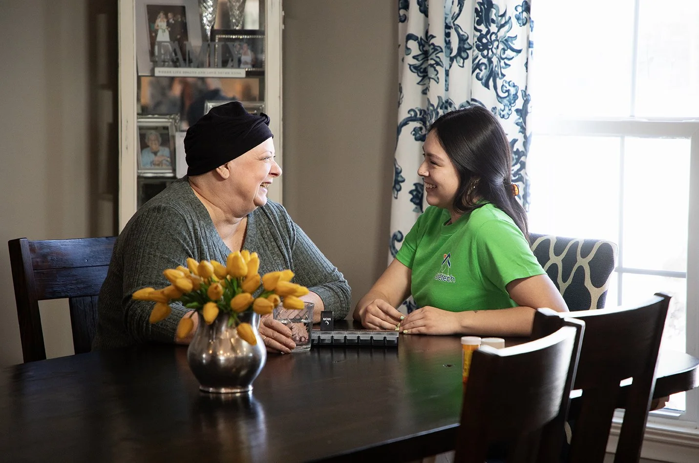 caregiver providing companion support with senior client