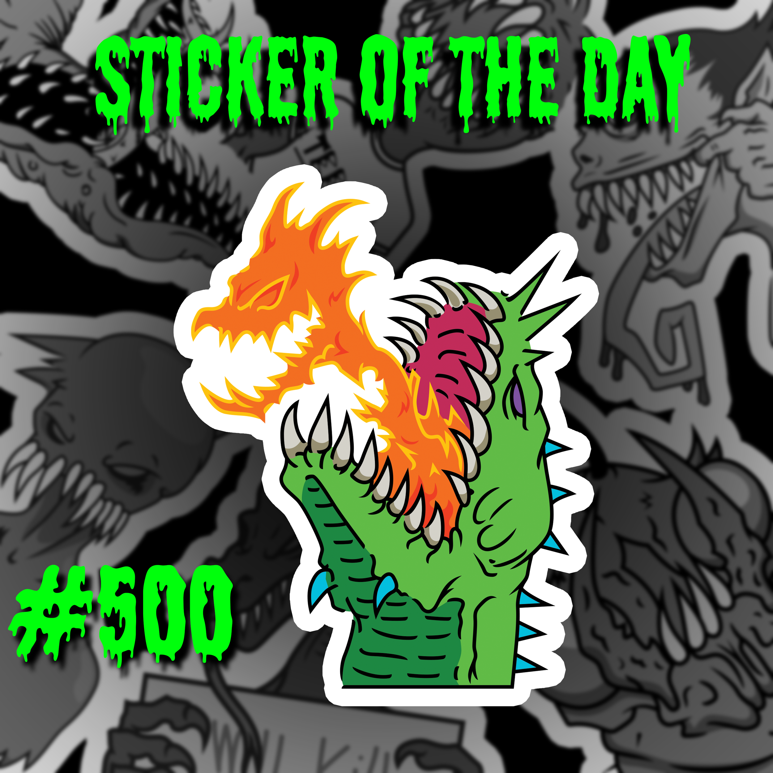 Sticker of the day #500 Teethzard of Flame.png