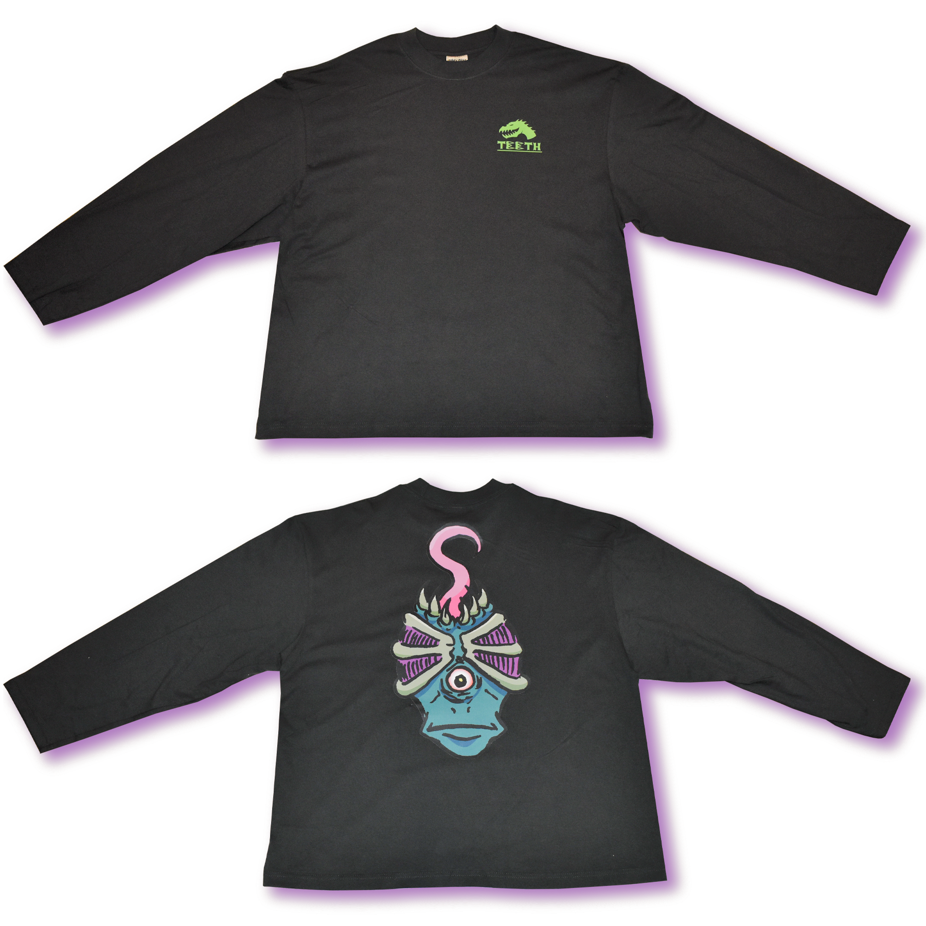 Cranium Mouth Heavyweight LS Tee - OFF BLACK