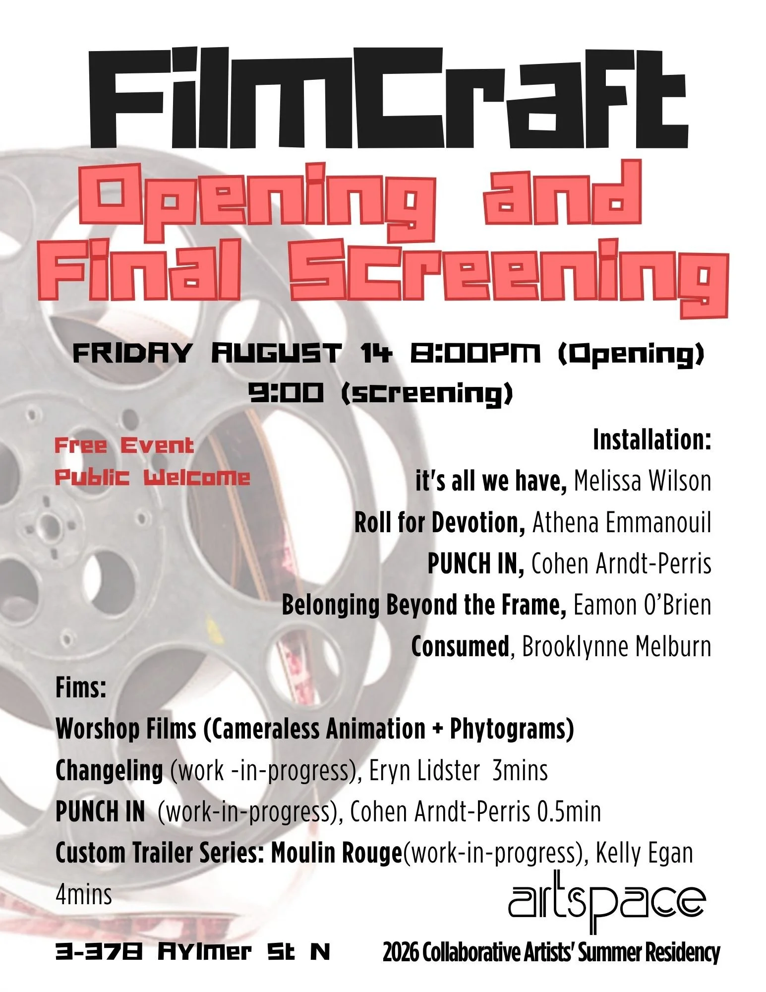 Culminating Artist Residency Screening &amp; Vernissage