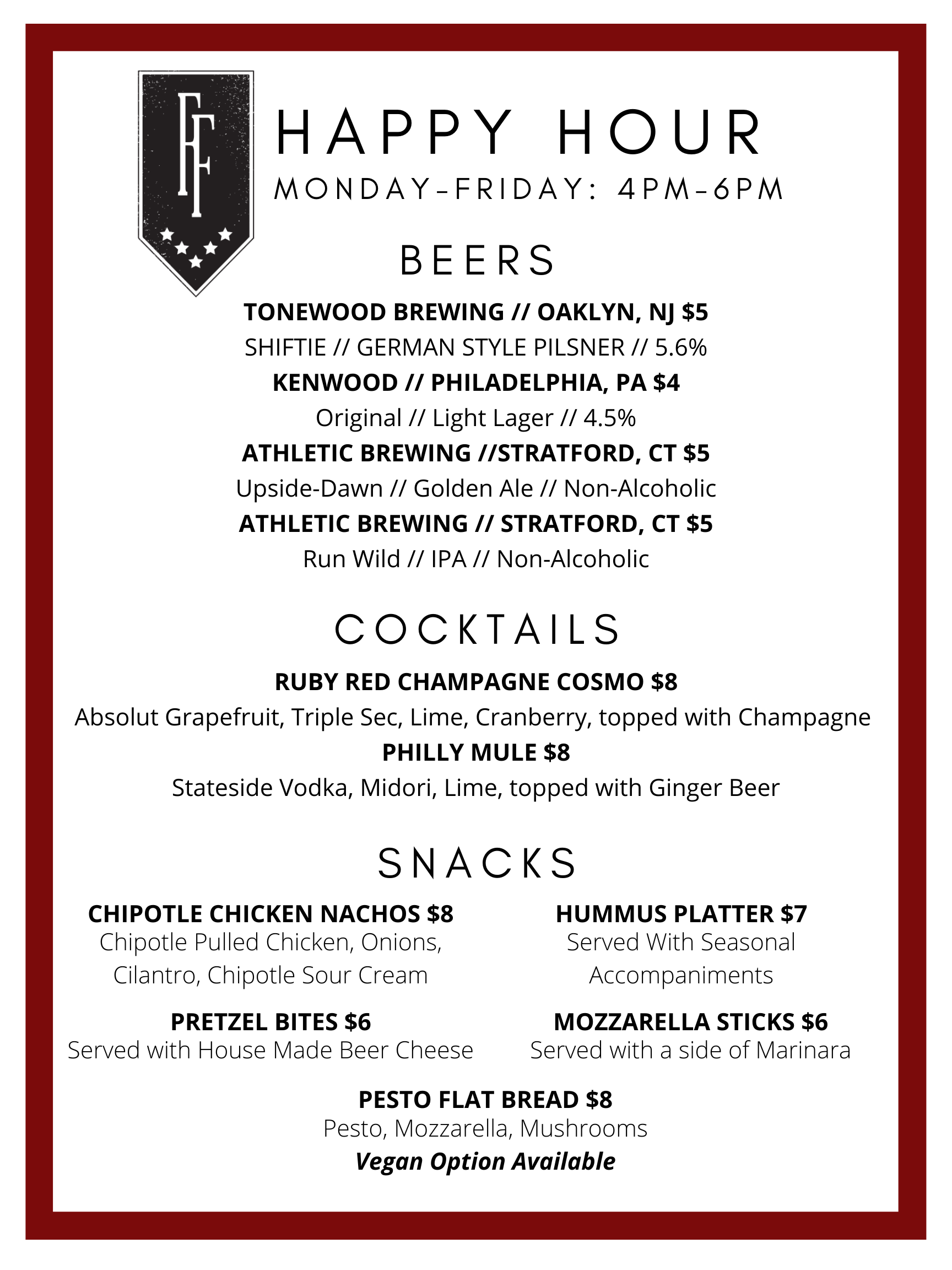 Equus Happy Hour Menu , Retail Stores – JRAU
