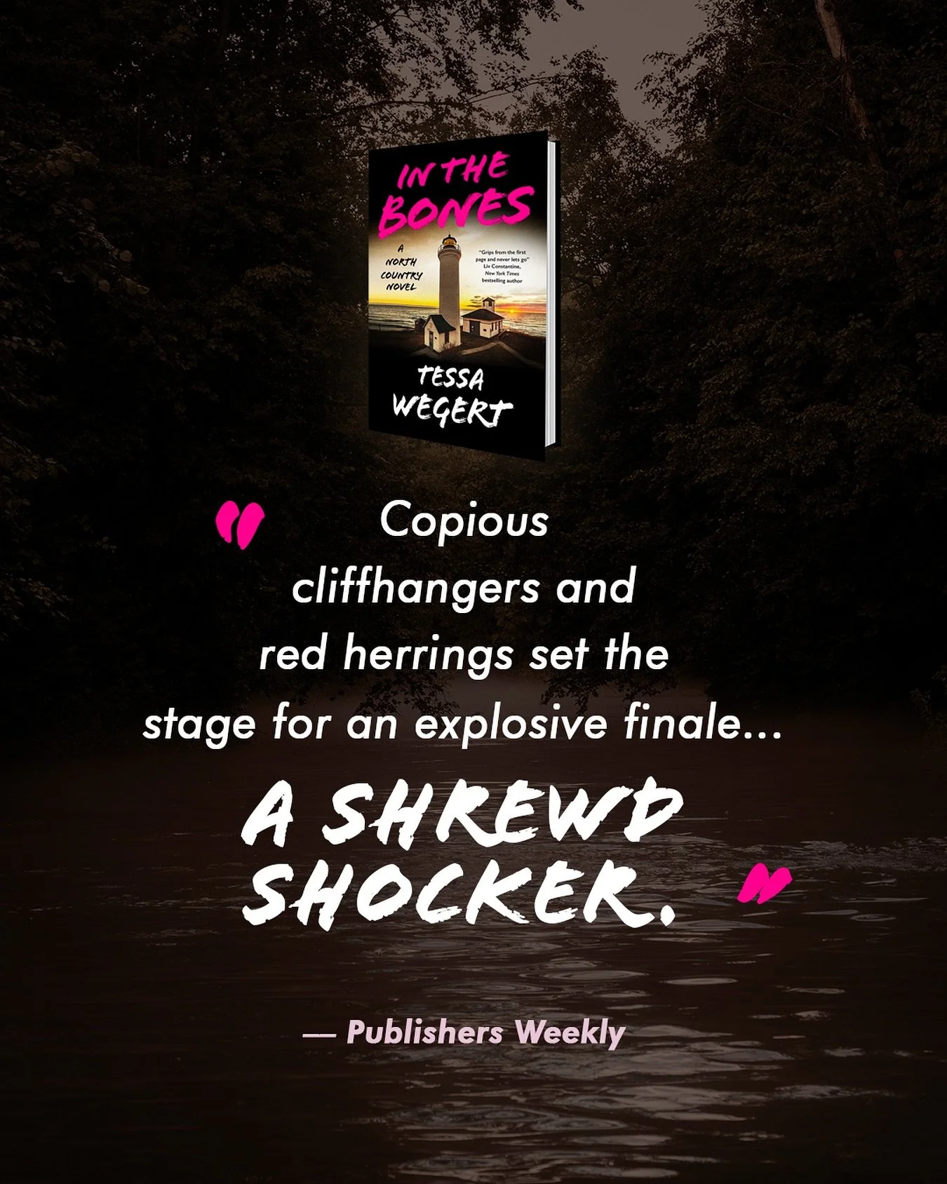 With every book I write, I always strive for that &ldquo;omg&rdquo; ending that makes you rethink everything you thought you knew. Thanks to @publisherswkly for the kind words about IN THE BONES! I can&rsquo;t wait to hear the reader feedback on this