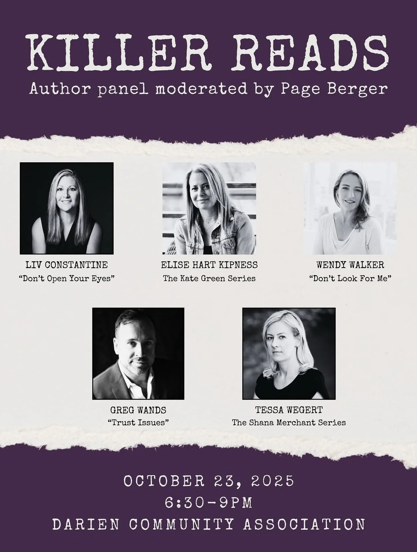 Celebrate spooky season with us! 

I&rsquo;m so excited to be joining local friends @livconstantine2, @elisehartkipness, @misterwands &amp; @wendywalkerauthor for this thriller-themed @dariendca and @barrettbookstore_ author talk moderated by Page Be