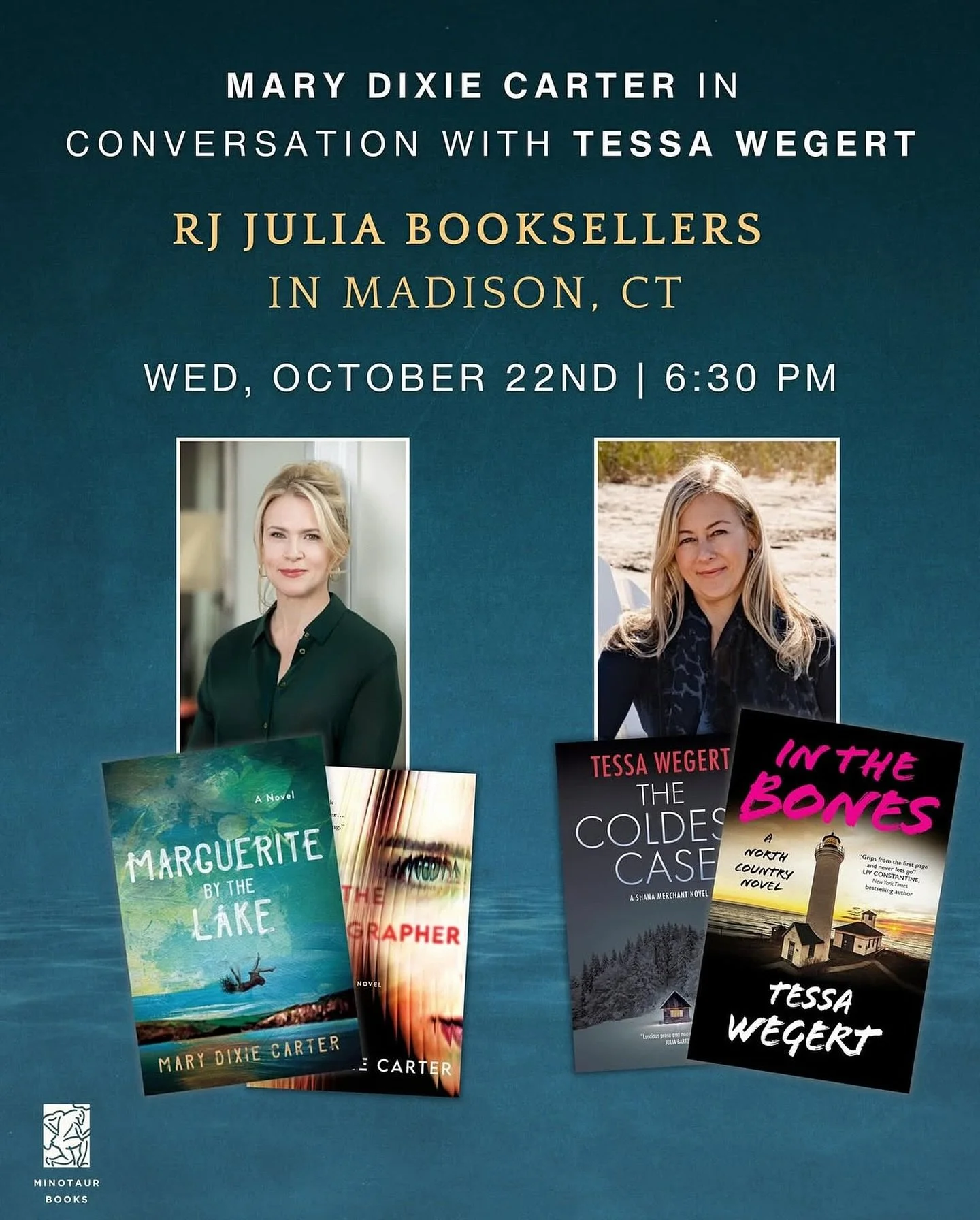 I&rsquo;m ridiculously lucky to be doing TWO events with @marydixiecarter this fall, and the first one is coming right up on 10/22! 

Join us at @rjjulia, where we&rsquo;ll be talking all about the brilliant MARGUERITE BY THE LAKE, thriller and suspe