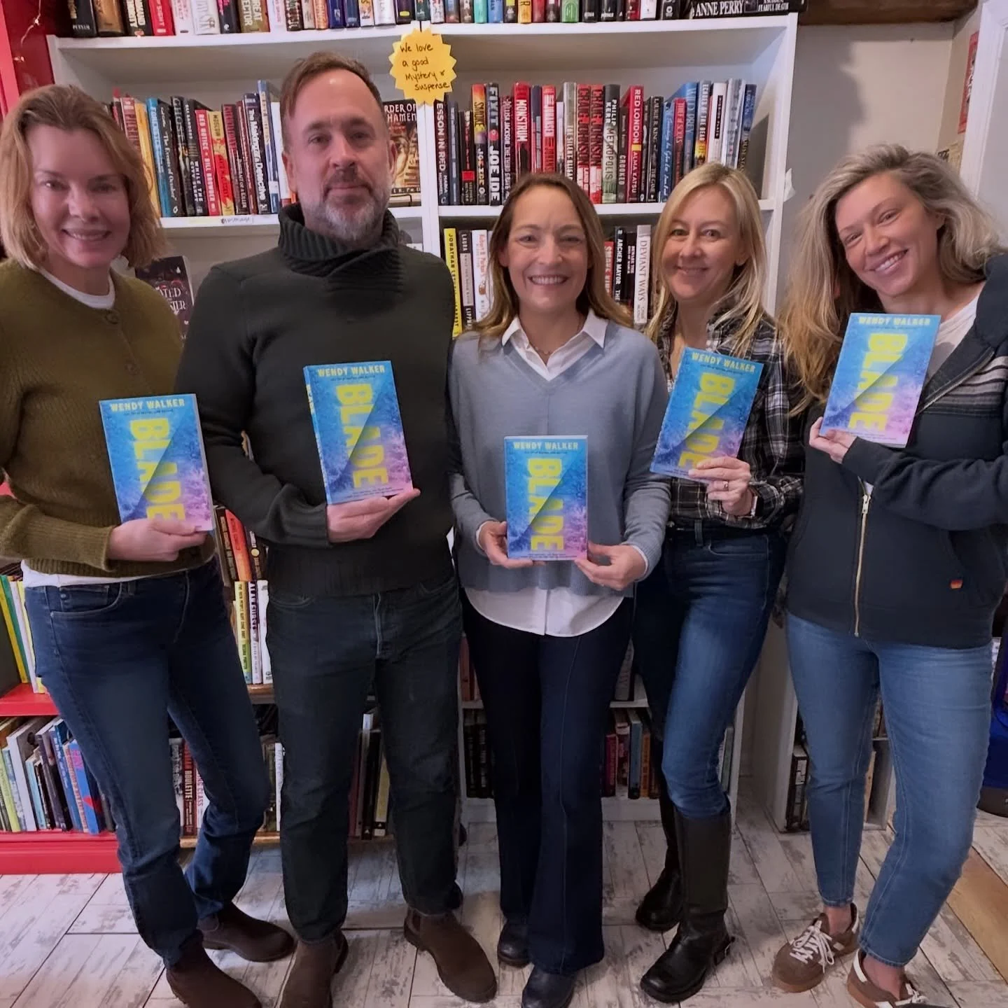 What a lovely afternoon celebrating BLADE &mdash; one of the most chilling and powerful psychological thrillers I&rsquo;ve read in a very long time &mdash; with wonderful fellow local authors at @booksygalore! @wendywalkerauthor&rsquo;s latest stunne