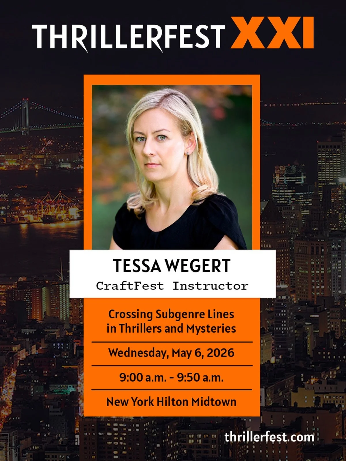 I&rsquo;m SO excited to be joining the amazing lineup of instructors at this year&rsquo;s @internationalthrillerwriters&rsquo;s CraftFest! I&rsquo;ll be talking about blending genres to write punchy and layered crime fiction. Details below&mdash;regi
