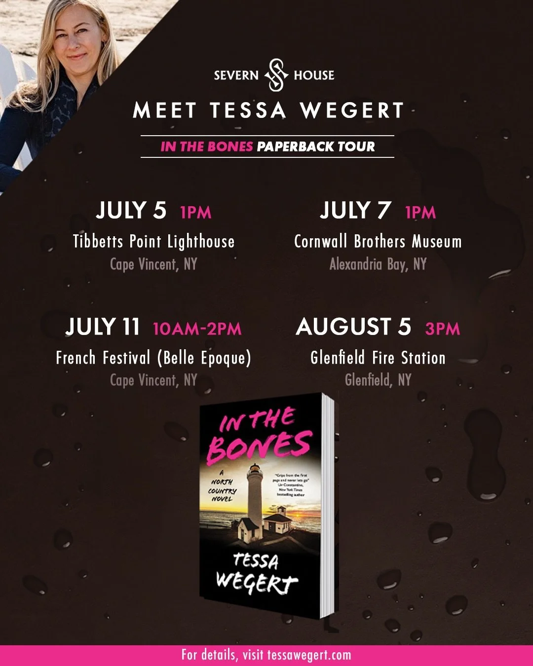 Hey Upstate NY readers, join me on a summer paperback tour for my acclaimed thriller series set in the North Country! These events are really special, and I couldn&rsquo;t be more excited to be back in the area. 

Come to Cape Vincent&mdash;where IN 
