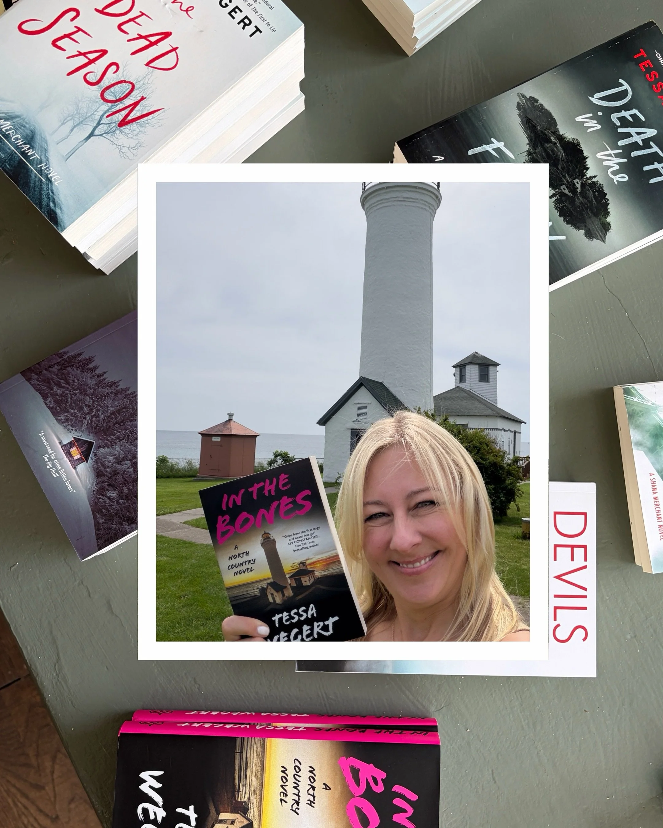 That&rsquo;s a wrap on the first leg of my North Country summer book tour! You&rsquo;ll find signed copies of IN THE BONES in both hardcover and paperback&mdash;and the Shana Merchant books, too&mdash;at Tibbetts Point Lighthouse, Bearly Hyde N&rsquo