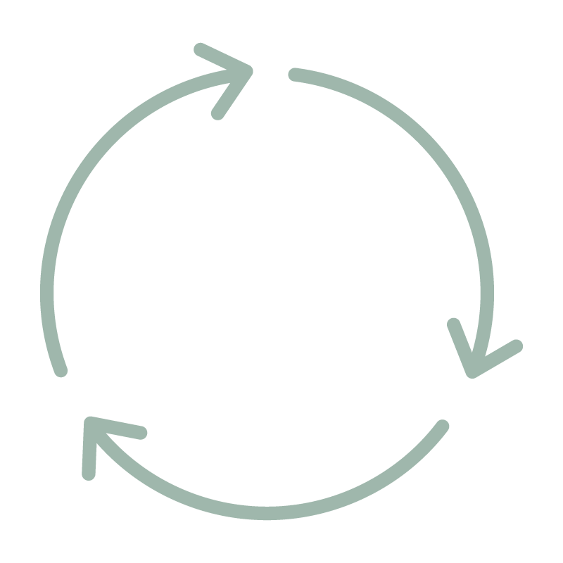 Outlined icon of a circular arrow diagram