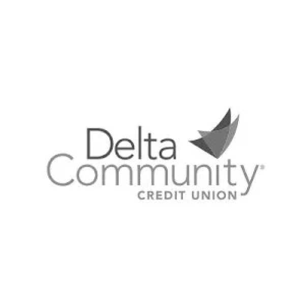 Logo of Delta Community Credit Union with a stylized paper airplane icon.