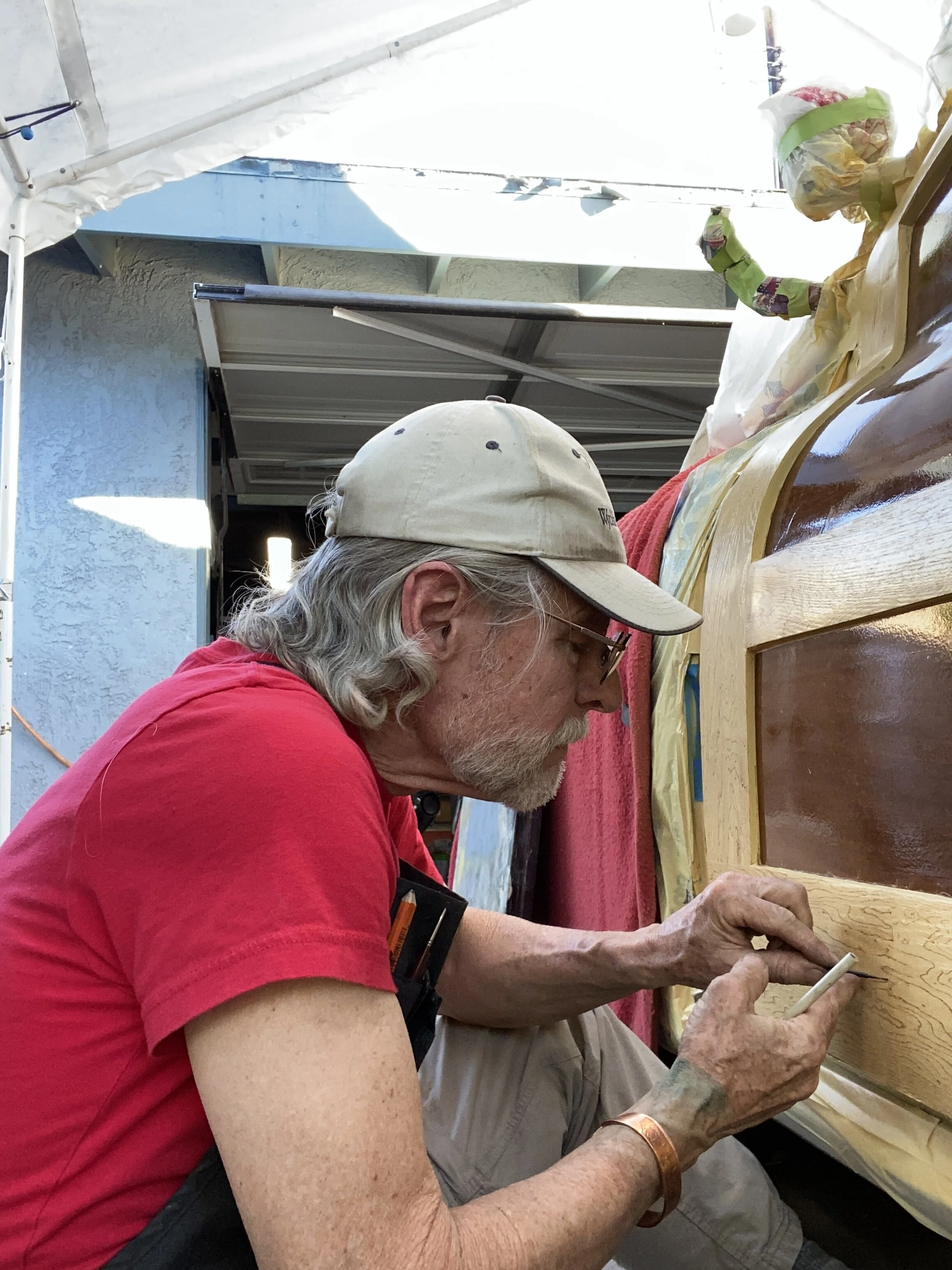 Detail work of blending by hand