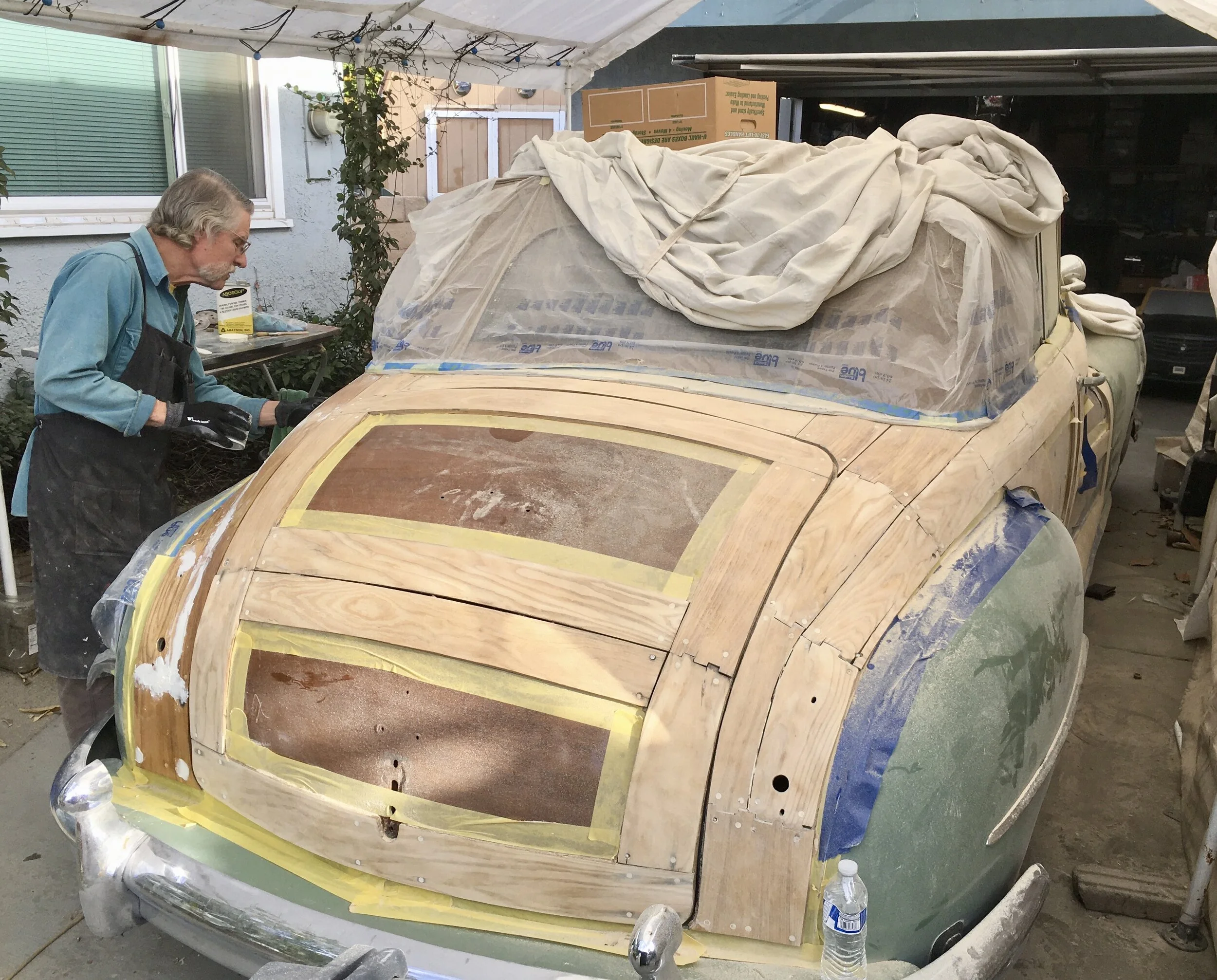 After sanding, sealed with epoxy 2 part clear primer from Abatron - wood restoration specialists