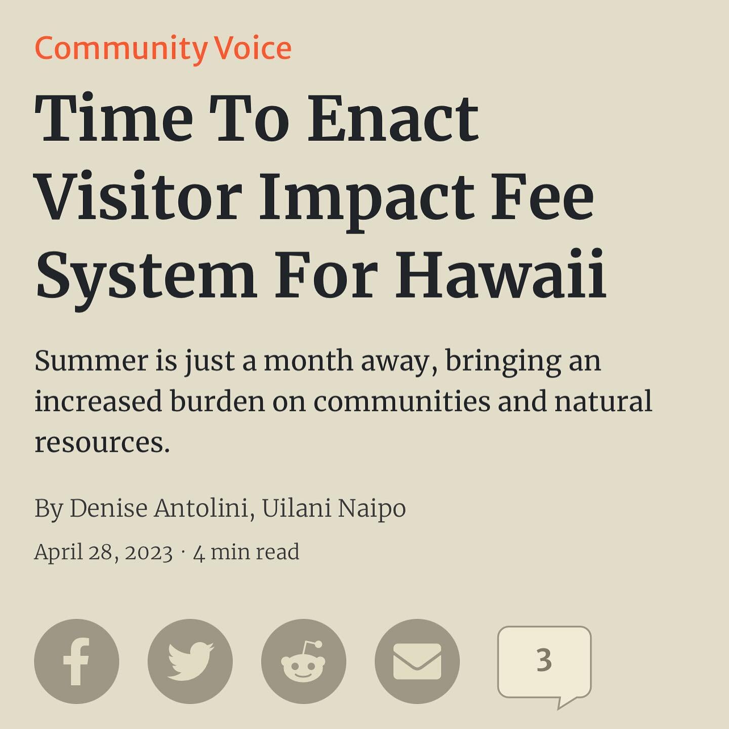 It&rsquo;s time to turn words into actions, not study it further. Our resources can&rsquo;t wait. 

&ldquo;The visitor impact fee bill, Senate Bill 304, is being considered by a legislative conference committee today. Unfortunately, an eleventh-hour 