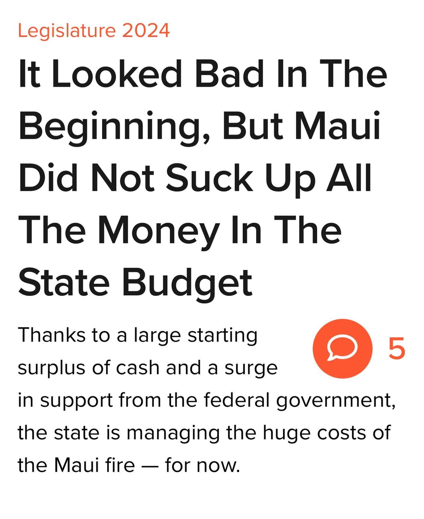&ldquo;Nonprofit agencies and community organizations were warned early in the session there might not be any money available for state grants to fund their operations or construction projects because of the cost of Maui recovery efforts.&rdquo;

&ld