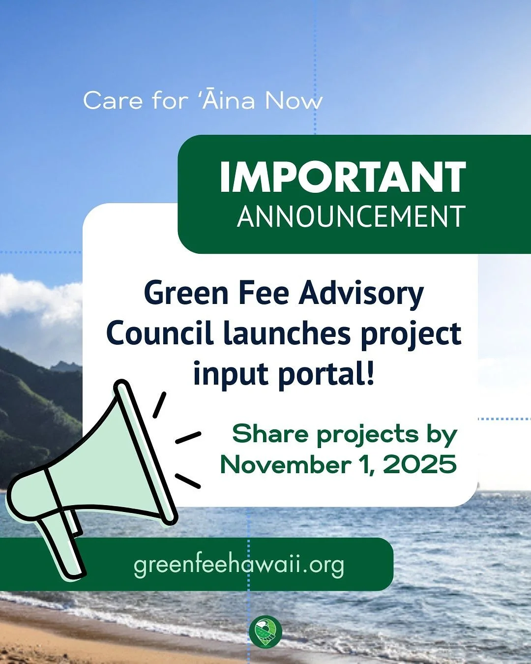 GREEN FEE UPDATE 📢 
‼️ The green fee council just launched a project input portal accepting project ideas until NOVEMBER 1, 2025. You can access the form at greenfeehawaii.org
This is a HUGE opportunity to share community projects for consideratio