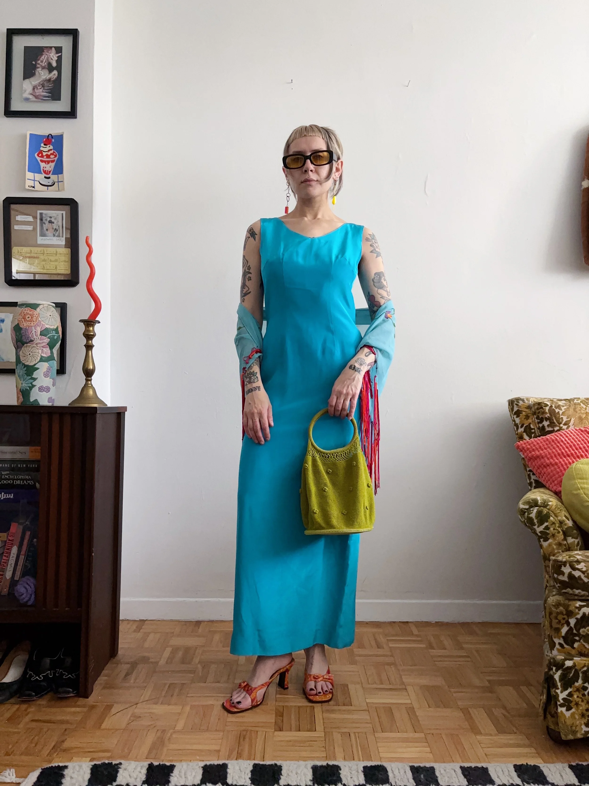 Blue fitted cocktail dress (s)