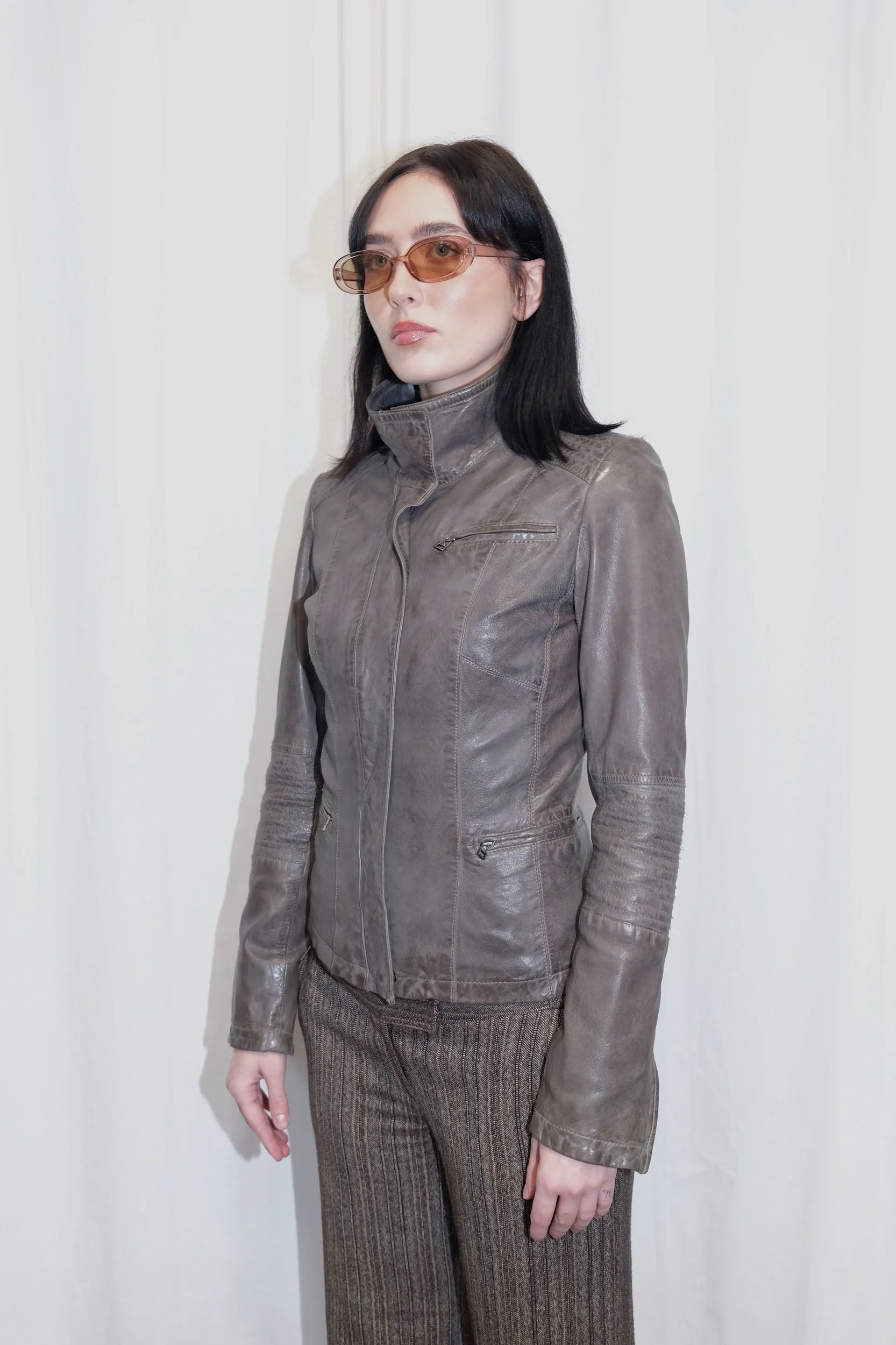 Grey Cafe Racer Jacket