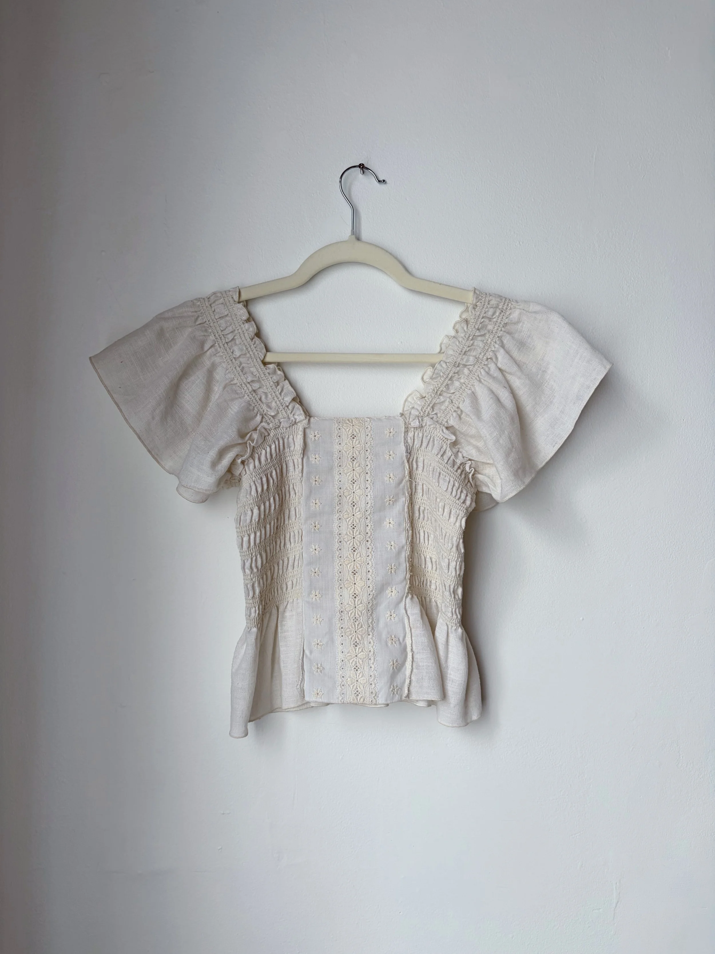 Cream Cotton Peasant Blouse