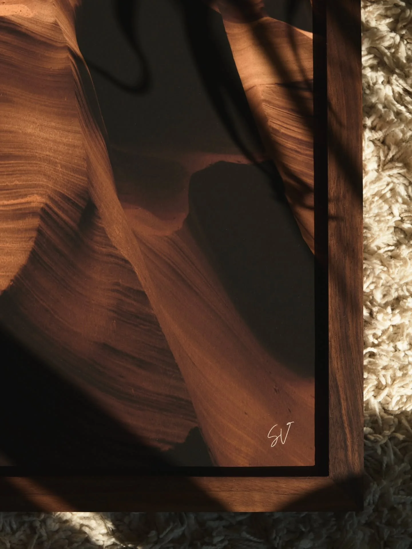 One of my favourites from antelope canyon... Cavernheart on hemp rag in solid walnut.
