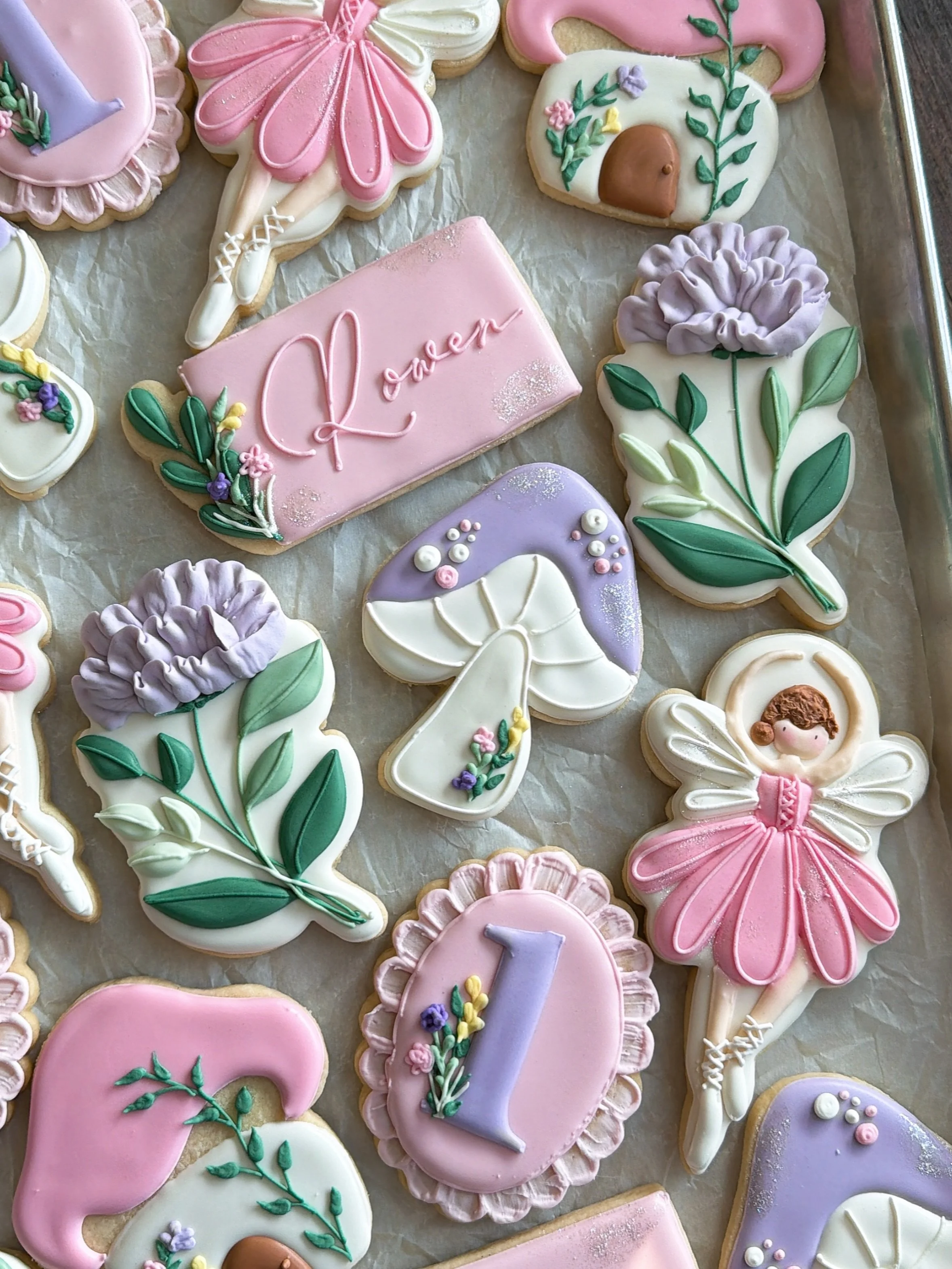 Wishing Rowen a Fairy Magical 1st Birthday 🧚💗✨

&bull; Colors from @americolor 
&bull; Cutters are Tagged 

#fairycookies #sugarcookies #decoratedcookiesofinstagram #royalicing #cottagebakery