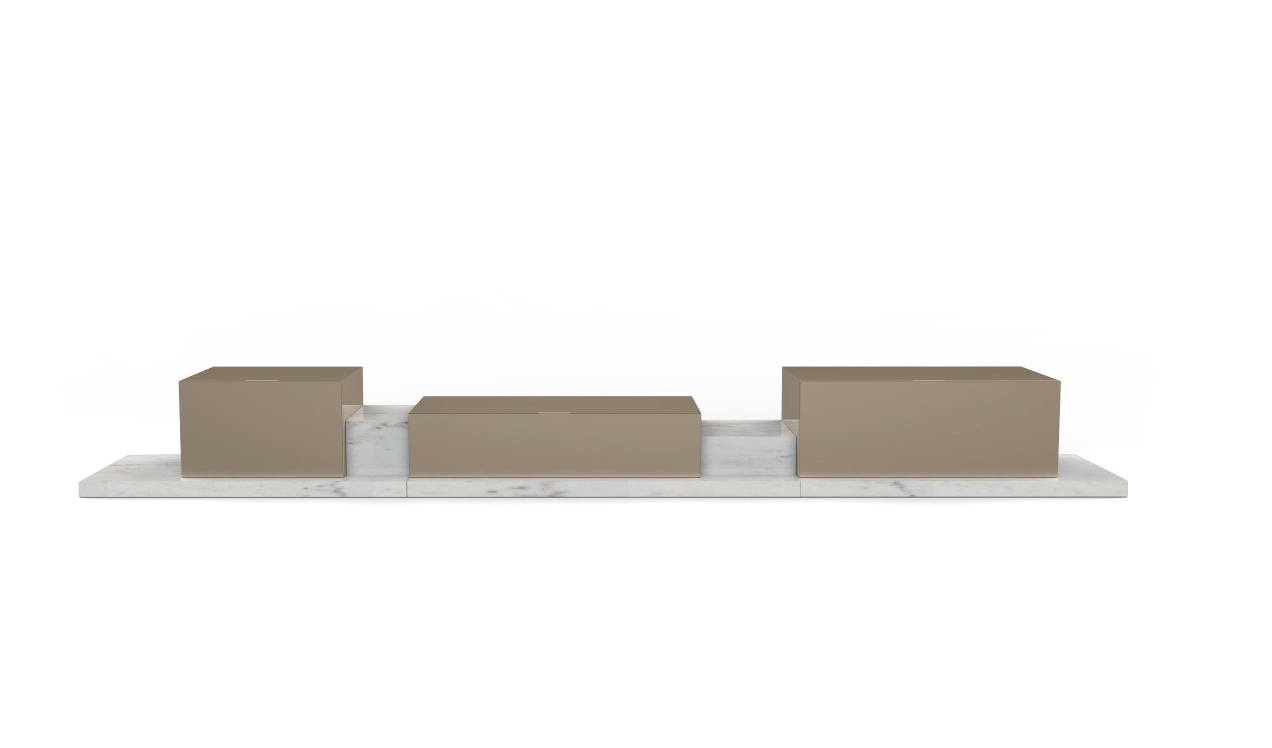 Podium Sideboard Calacatta Marble Lacquered MDF Sideboard