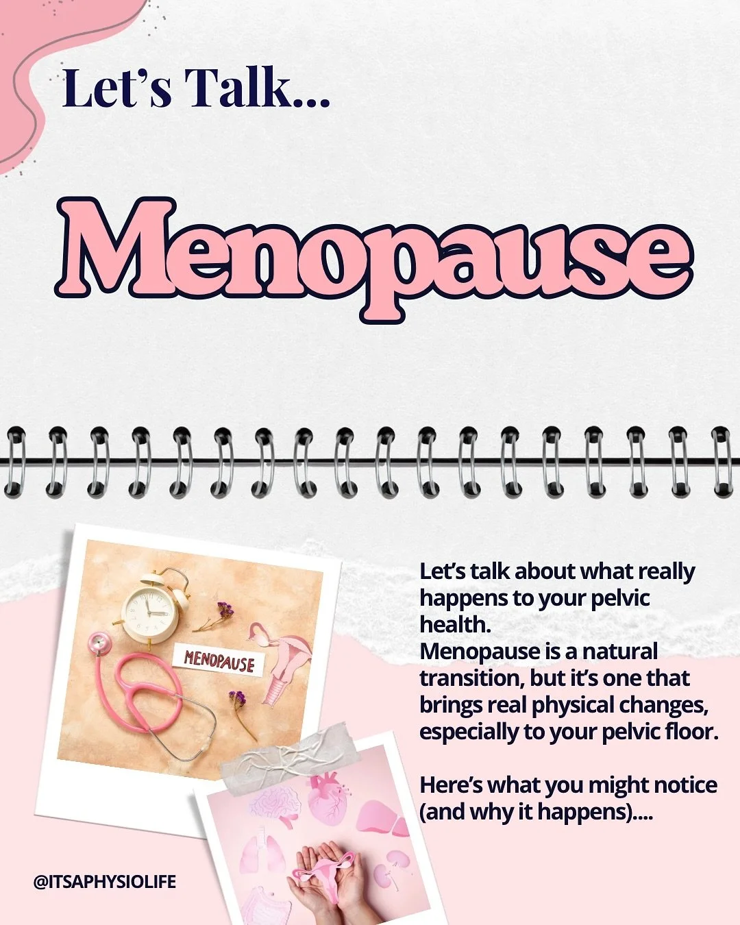 ✨ World Menopause Day ✨
Let’s talk about what really happens to your pelvic health.
Menopause is a natural transition, but it’s one that brings real physical changes — especially to your pelvic floor.
Here’s what you might n