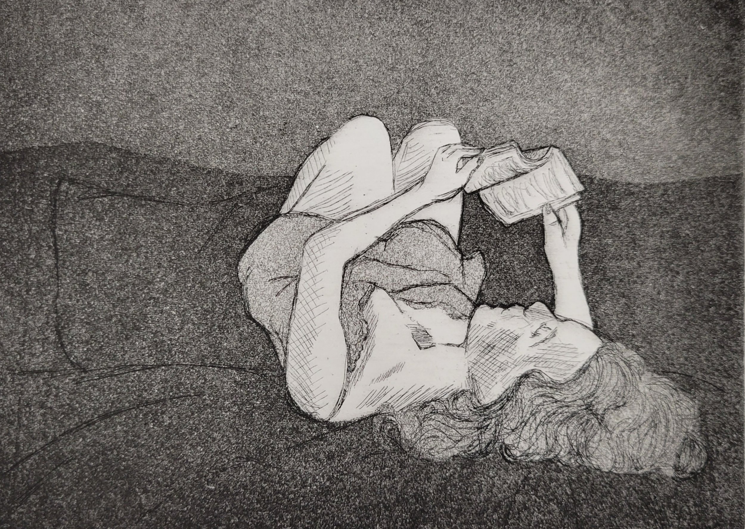 Devoted, 2022, Zinc plate etching, 5in x 7in