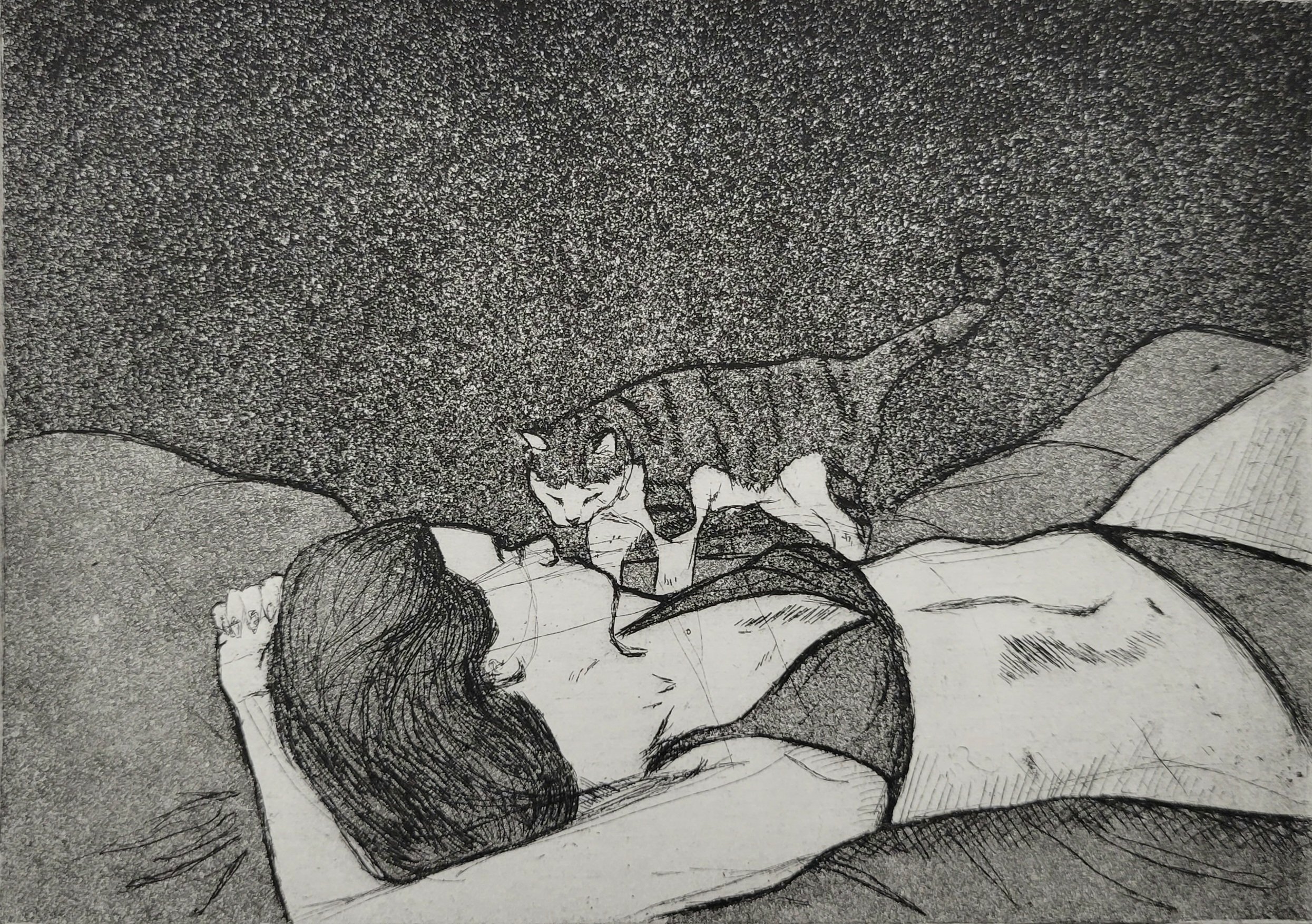 Confidant, 2022, Zinc plate etching, 5in x 7in