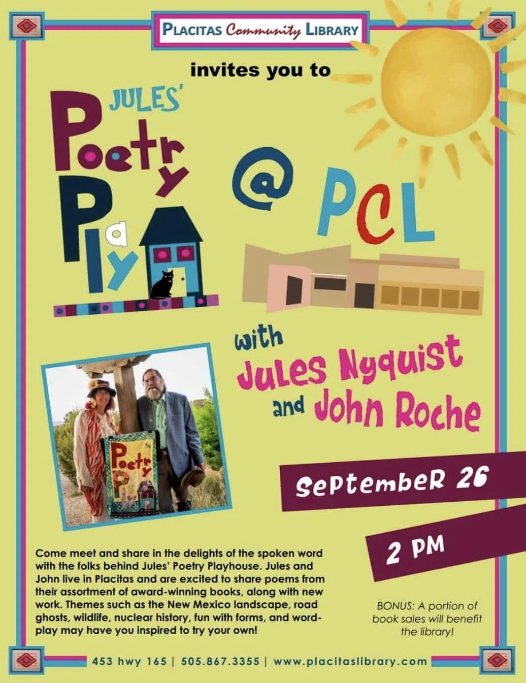 POETRY READING with Jules Nyquist and John Roche at Placitas Community Library