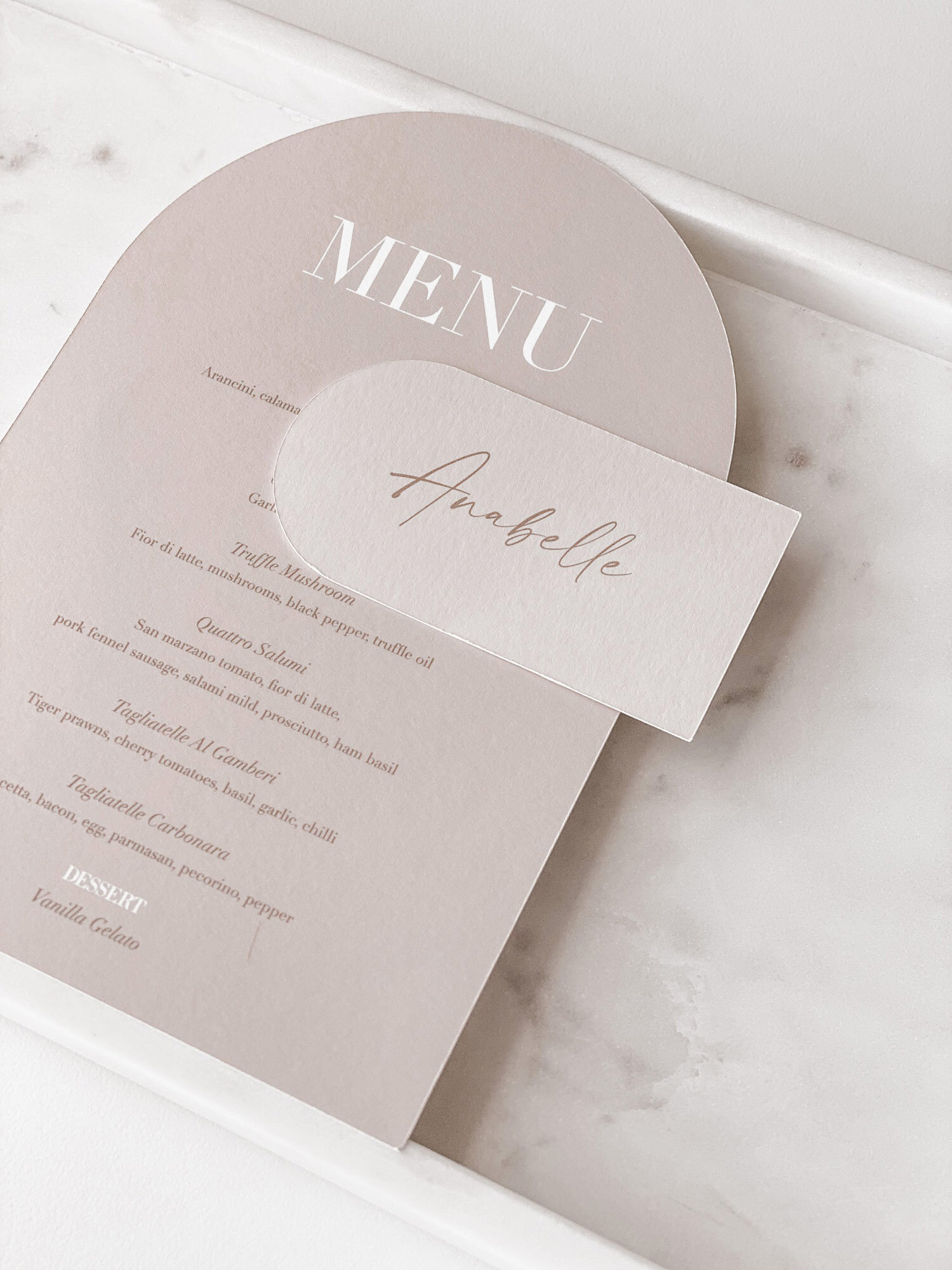Arch menu and place card