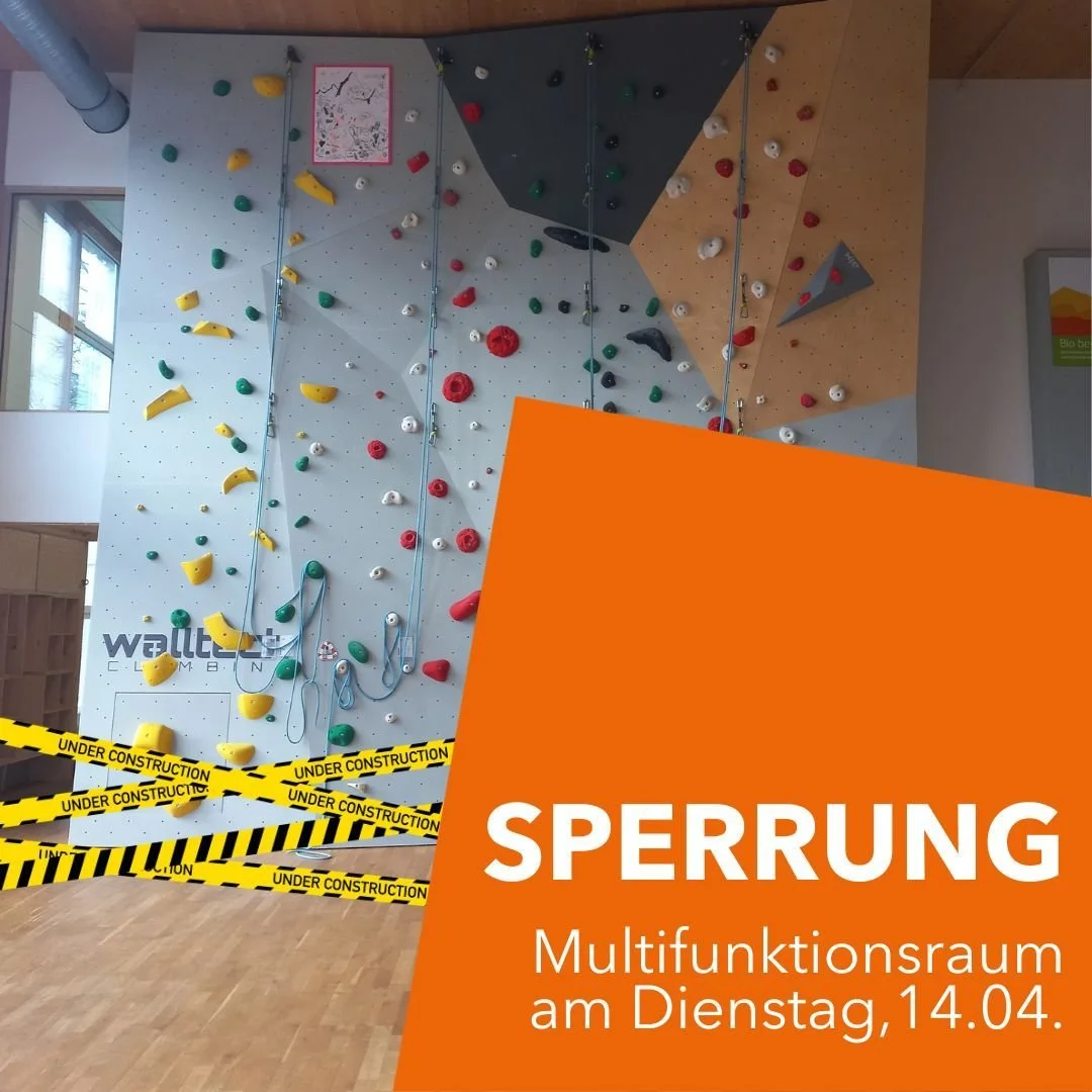 +++ Sperrung Multifunktionsraum am 14.4. ab 17:00 Uhr +++

Bitte beachtet: 
Aufgrund einer internen Veranstaltung ist unser Multifunktionsraum im Erdgeschoss am 

➡️ Dienstag, 14.04.26 ab 17:00 Uhr 
gesperrt.

Folgende Bereiche sind davon betroffen:
