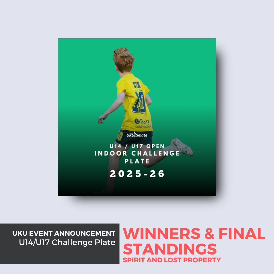 U14 and U17 Open Indoor Challenge Plate: Winners and final standings, spirit winners &amp; lost property