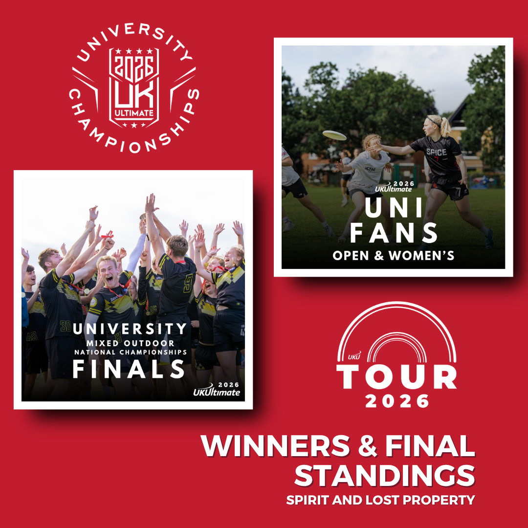 UKU University Mixed Outdoor Nationals / Uni Fans 2026 - Winners &amp; final standings, spirit &amp; lost property