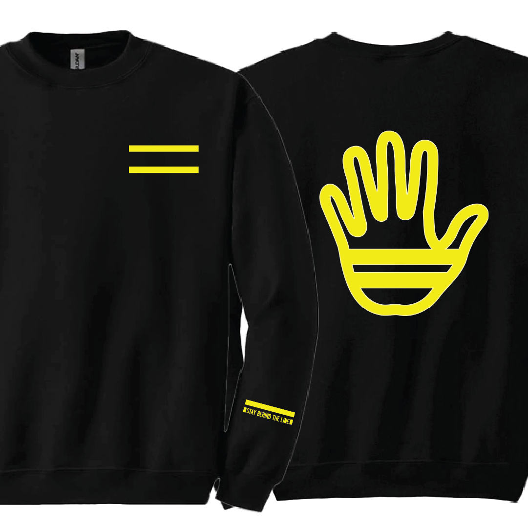 Double Yellow Original Black Sweatshirt Front and Back.webp