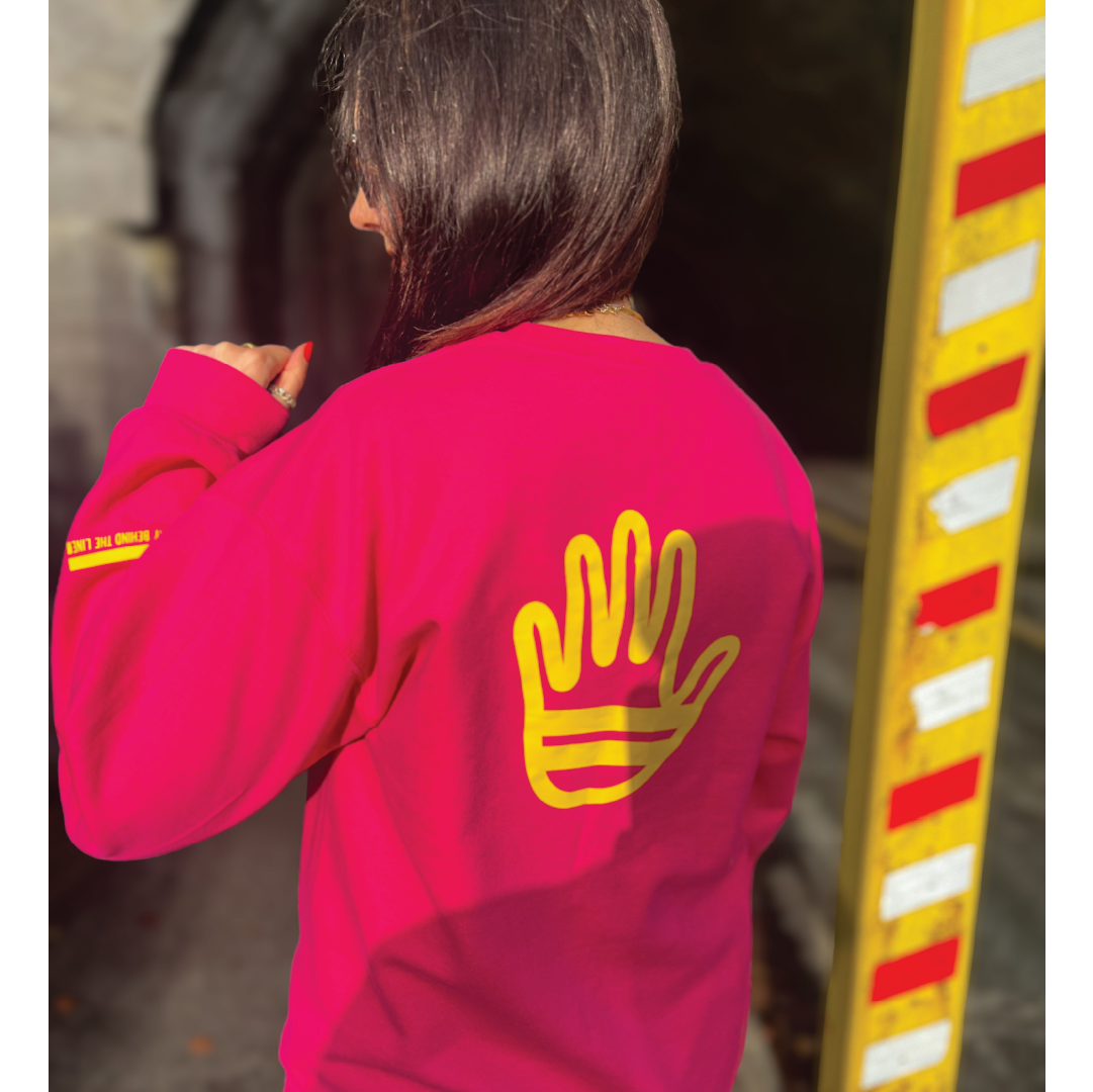 Double Yellow Heliconia Pink Sweatshirt_ Natalie Winterlich.webp