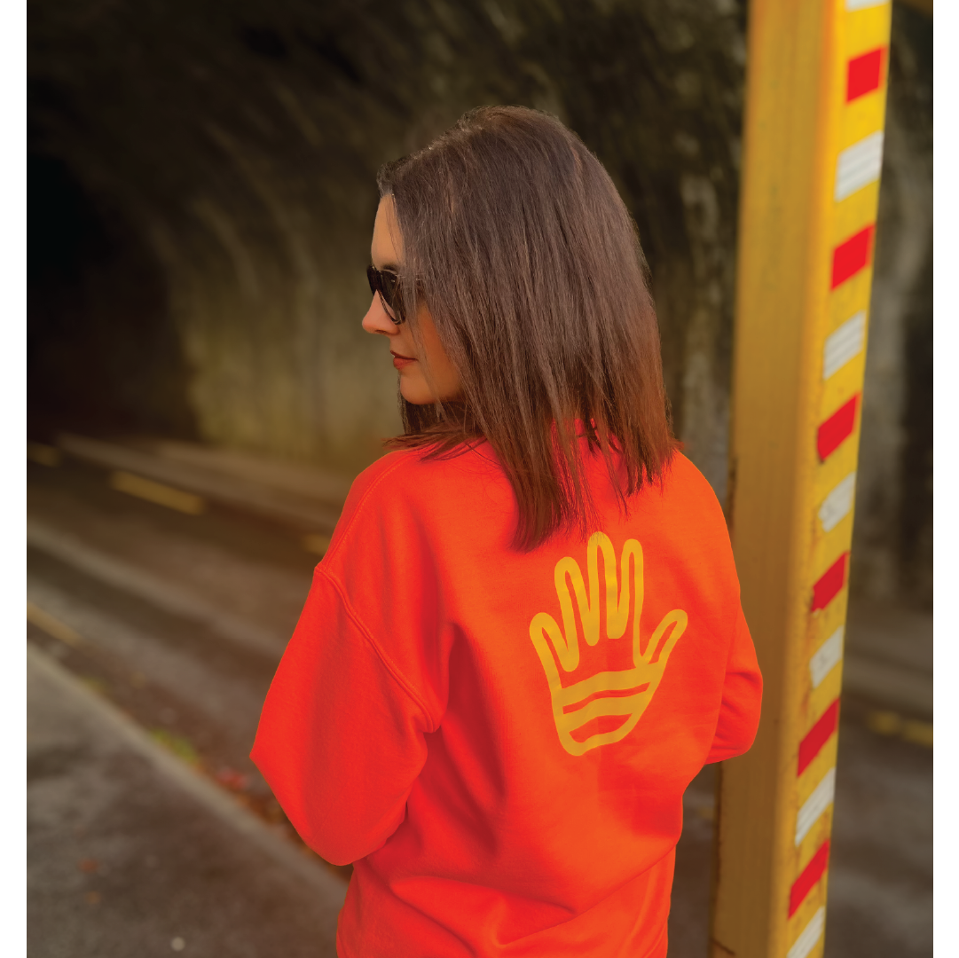 Double Yellow Safety Orange Sweatshirt_ Natalie Winterlich.webp