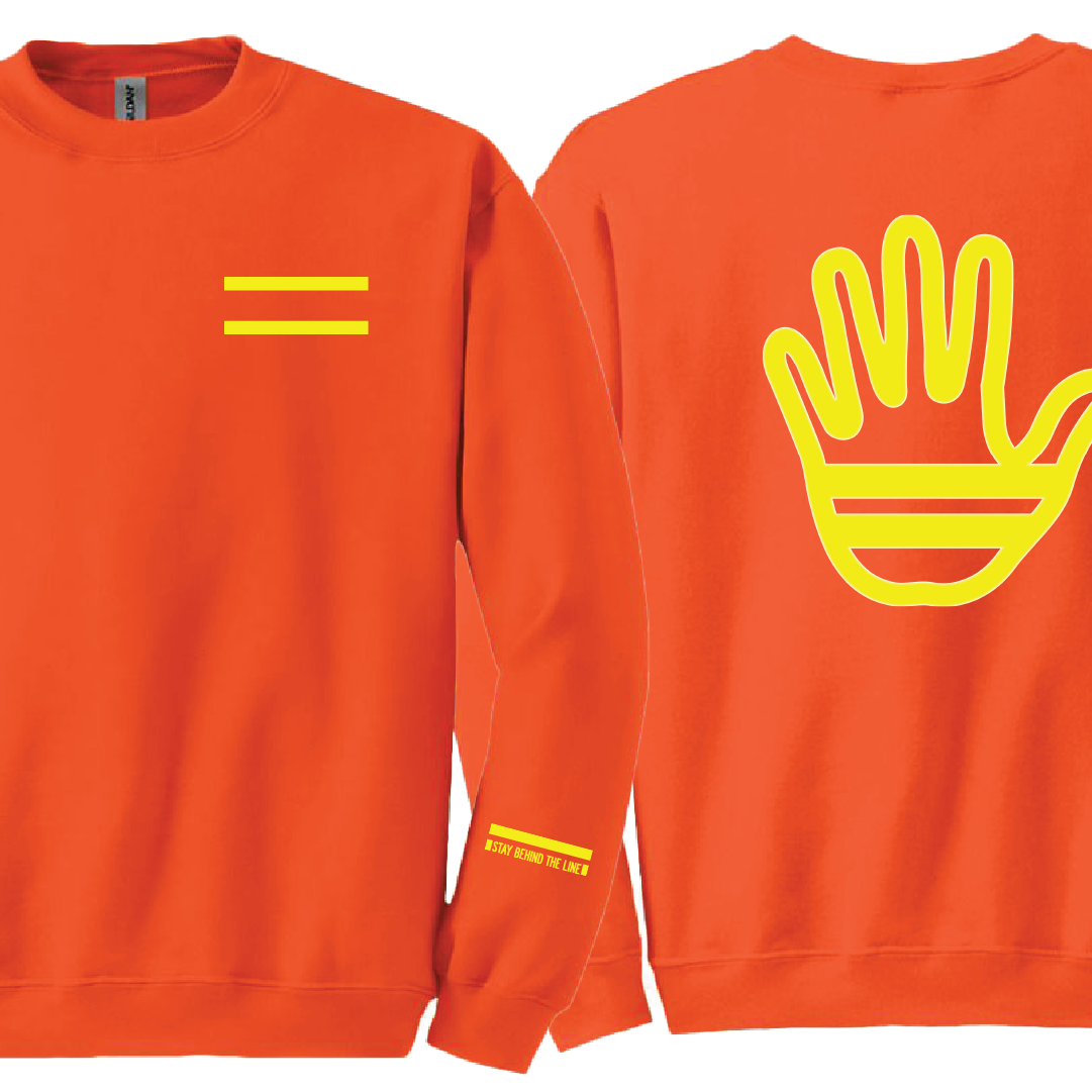 Double Yellow Safety Orange Sweatshirt Front and Back.webp