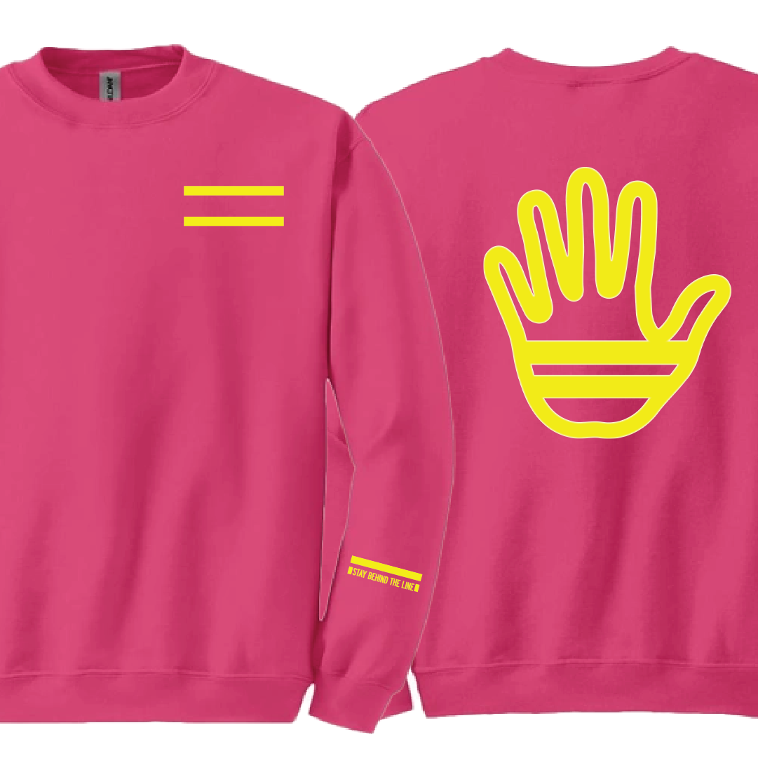 Double Yellow Heliconia Pink Sweatshirt Front and Back.webp