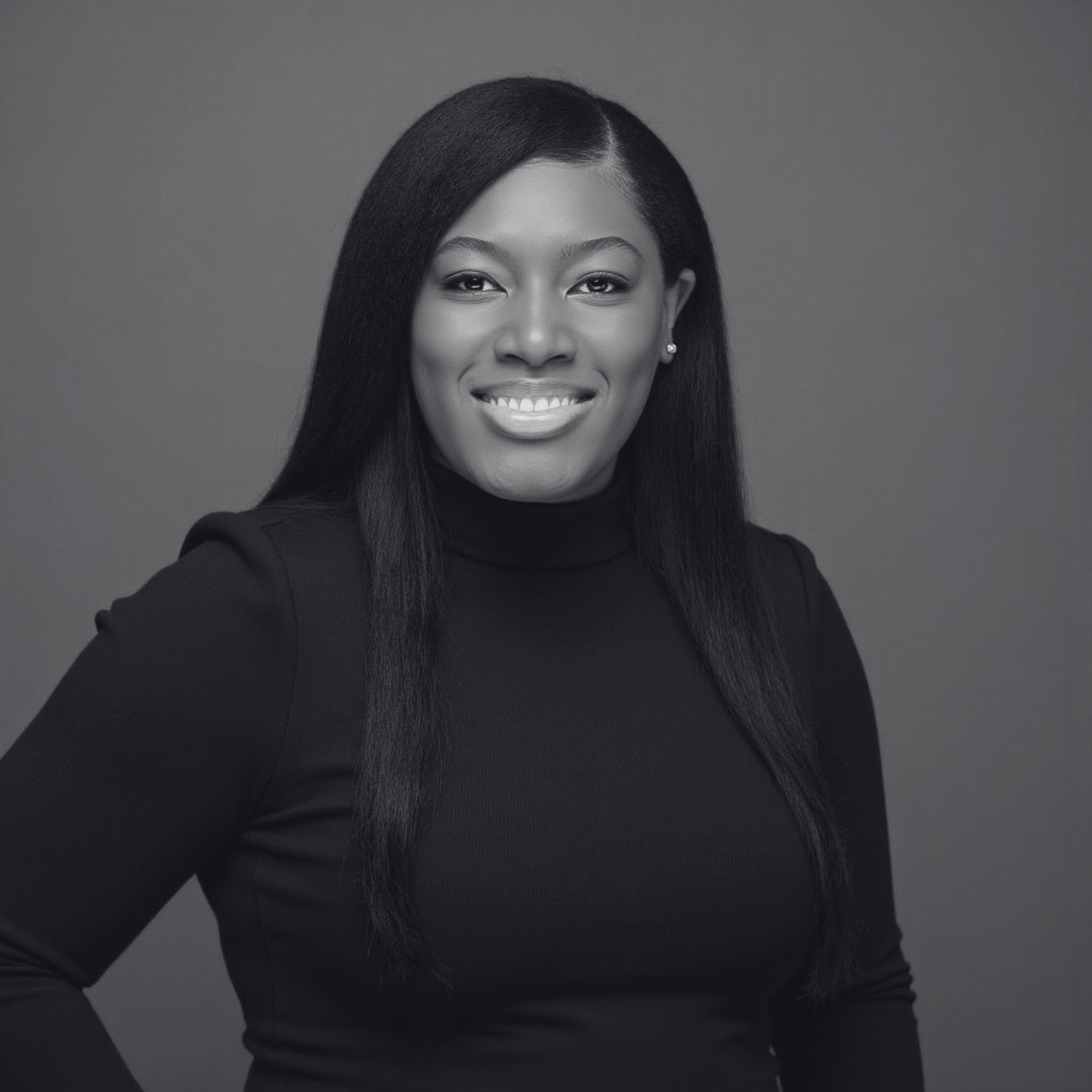 Black and white portrait of Cierra Sorrell-Young, MS, Administrative Manager.