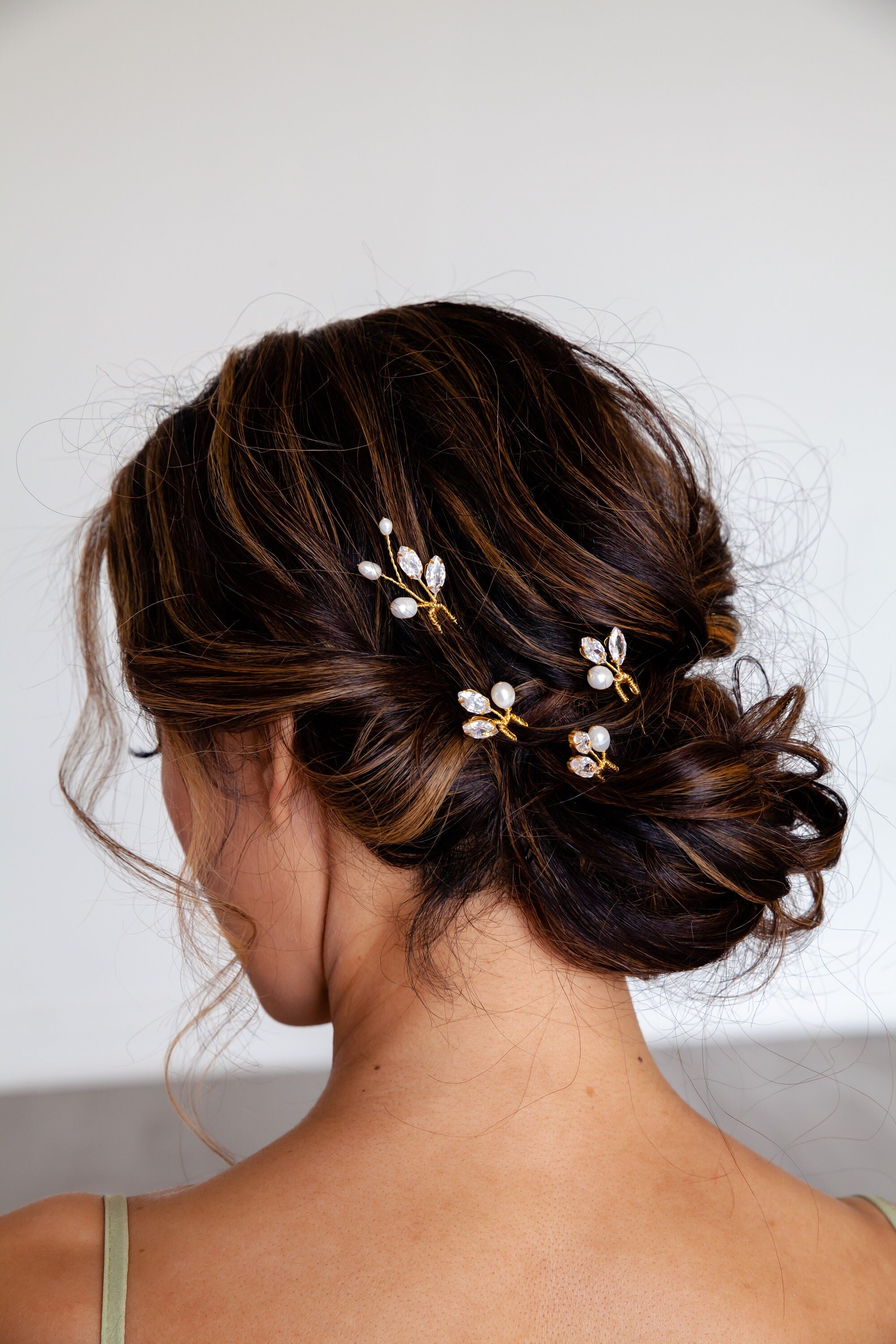 Gold crystal hair pins, Wedding hair pins, Crystal bridal hair pins, bridesmaid gift, CZ wedding hair pins, wedding hair accessories, Toronto Bridal Jewels, handmade bridal adornments