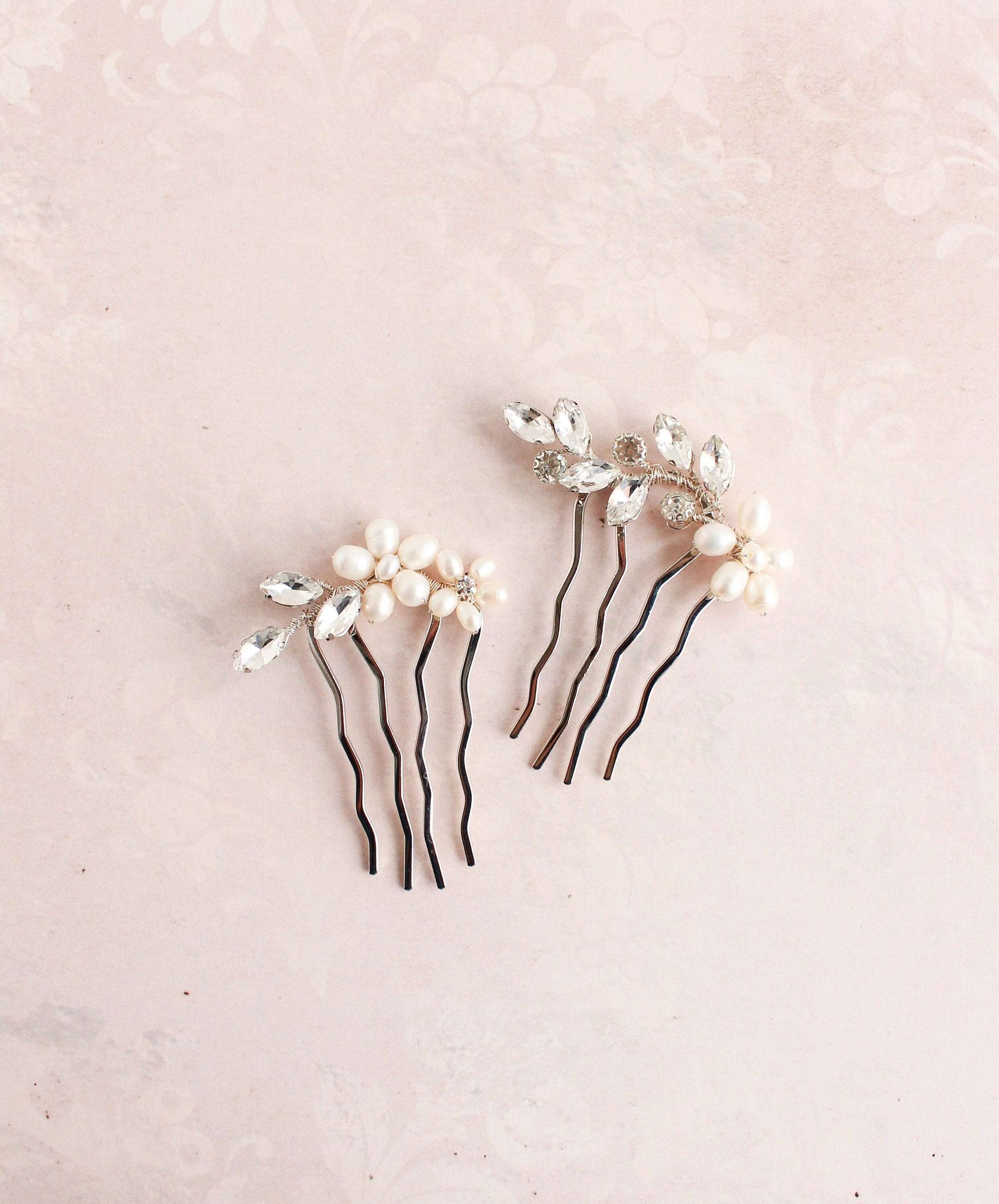 small silver pearl wedding hair comb, earl bridal hair comb, crystal bridal hair accessory
