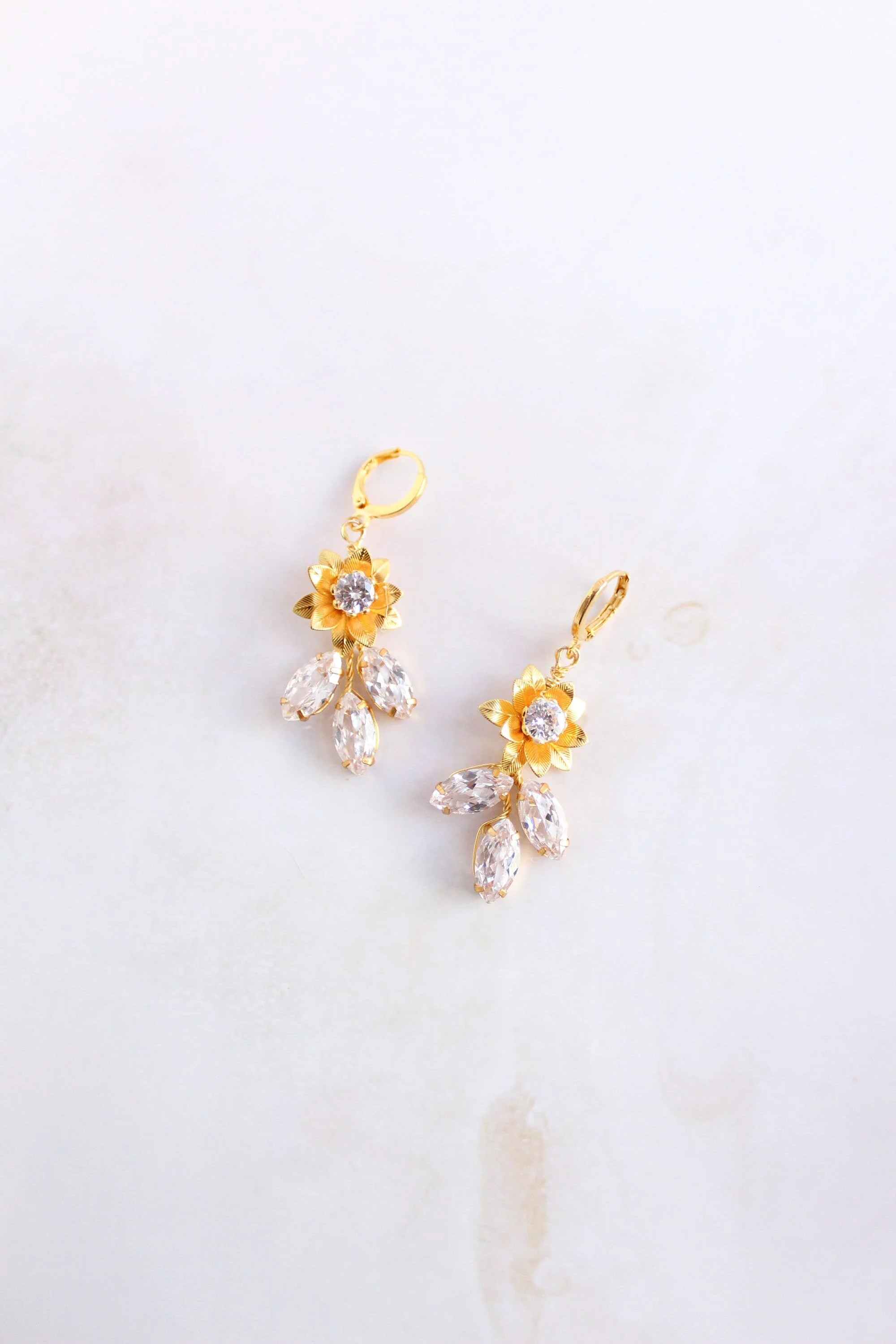 CZ Rose gold floral bridal earrings, Crystal jewelry, CZ bridal earrings, Toronto Bridal Jewels, TB Jewels; bridal jwelry, bridal jewelry shop canada, rose gold bridal jewelry earrings