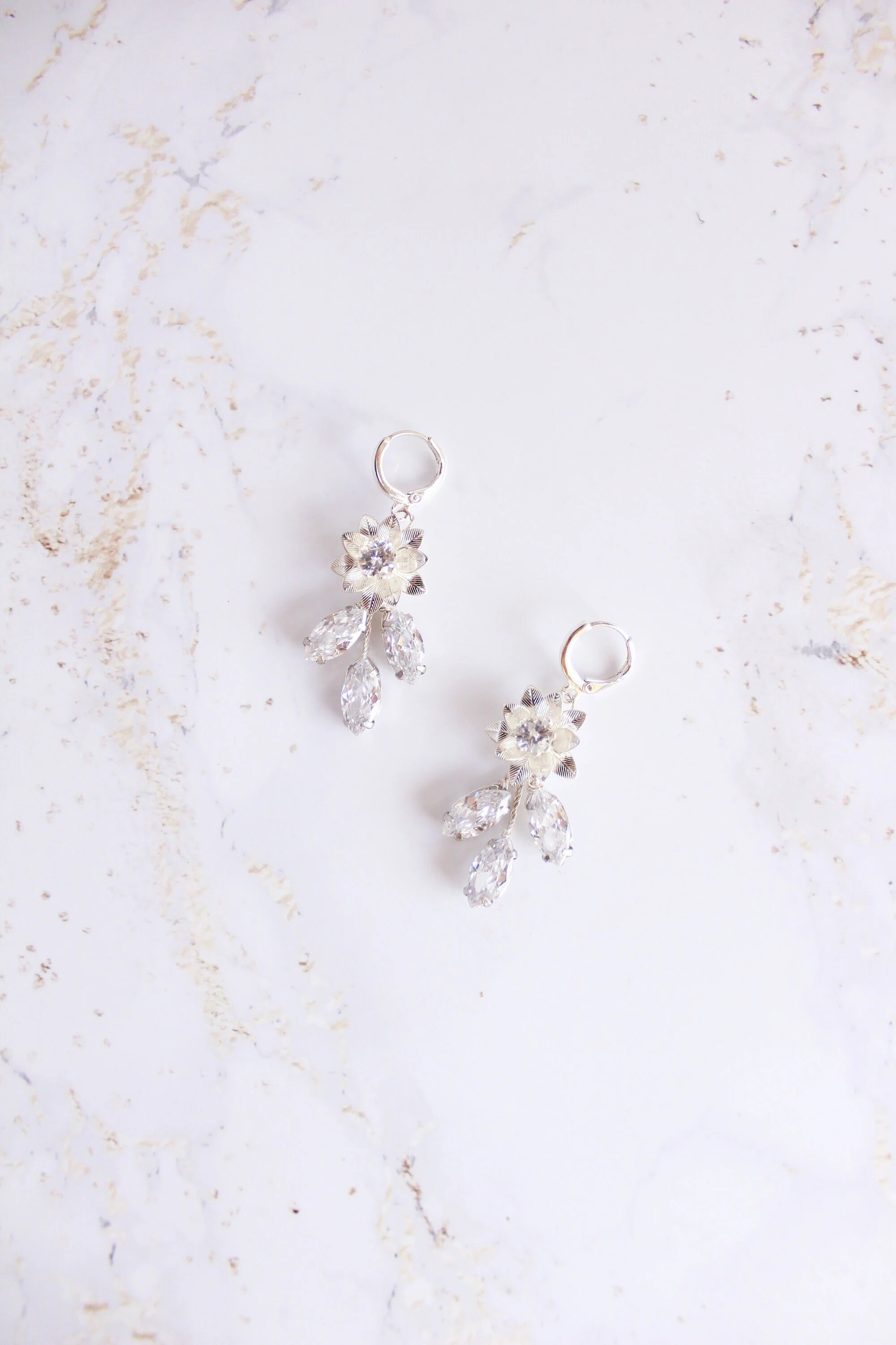 CZ Rose gold floral bridal earrings, Crystal jewelry, CZ bridal earrings, Toronto Bridal Jewels, TB Jewels; bridal jwelry, bridal jewelry shop canada, rose gold bridal jewelry earrings