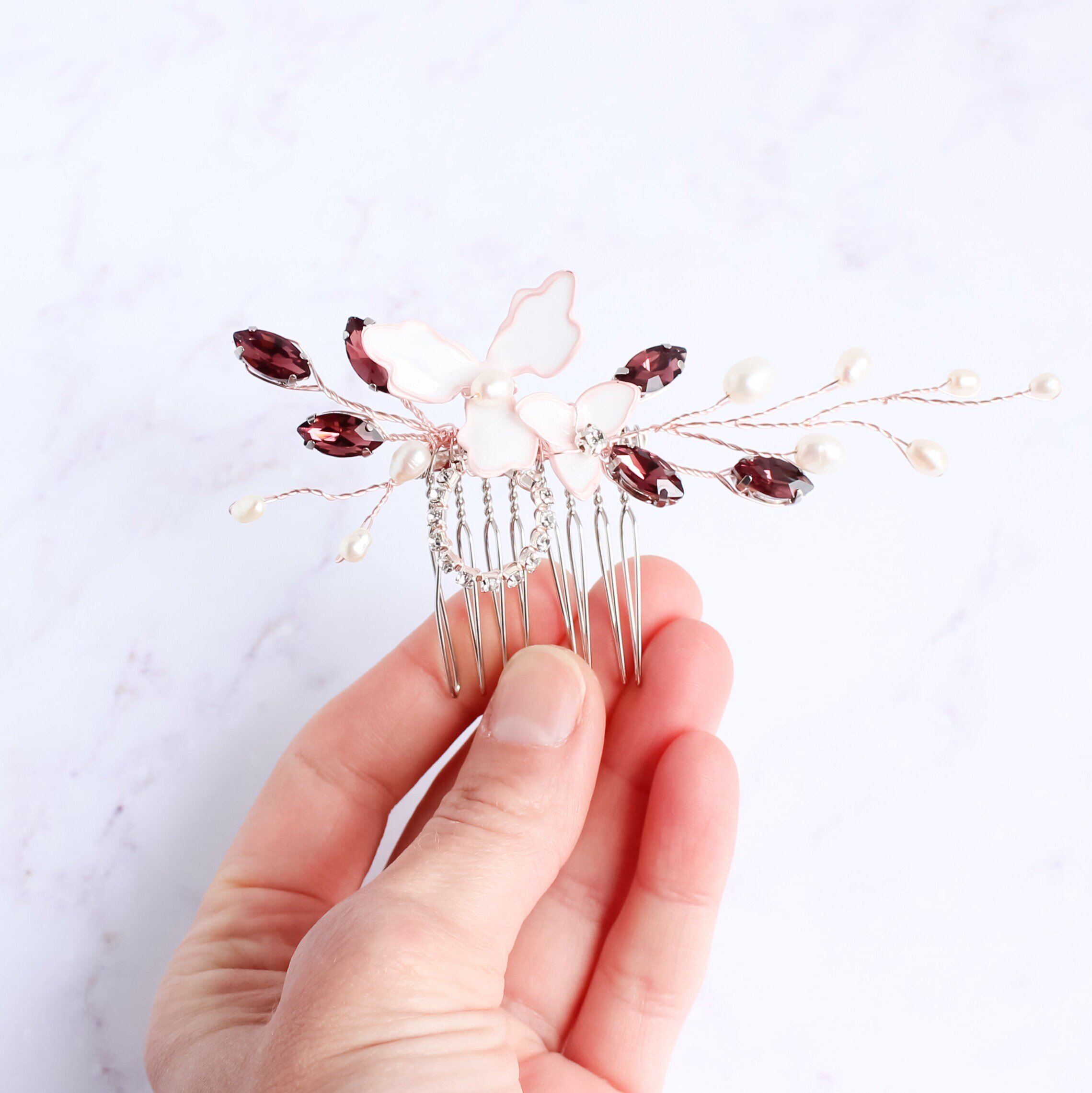 Pearl wedding hair comb, Rhinestone bridal hair clip, Gold hair comb, Crystal hair wreath, Floral hair comb, Rustic hair comb