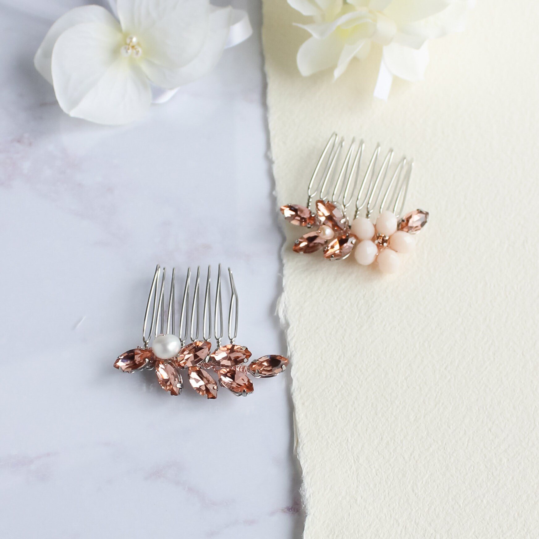 Small side hair combs, Pearl wedding hair comb, Rhinestone bridal hair clip, Gold hair comb